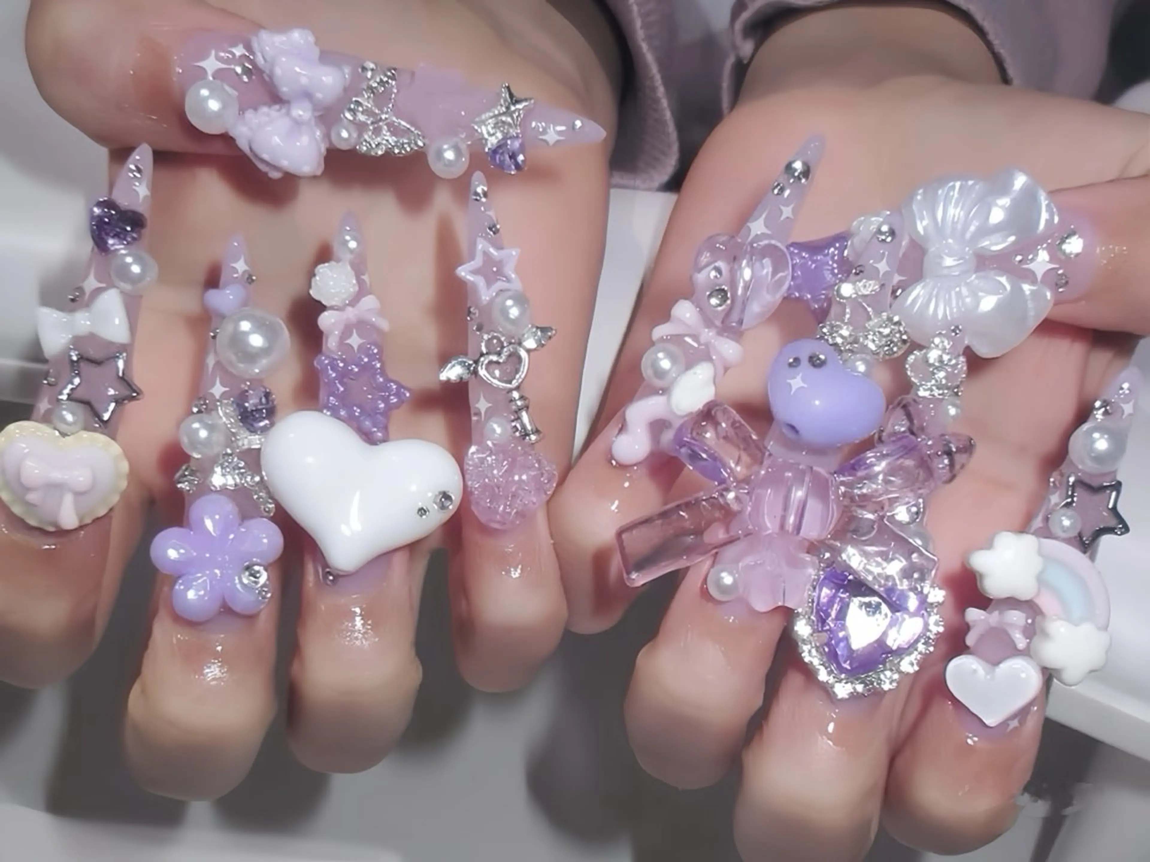 ネイル アニマル柄 ボルドー ブラウン チークネイル フレンチネイル ハンドネイル Rin Nail 新大久保店のネイルデザイン