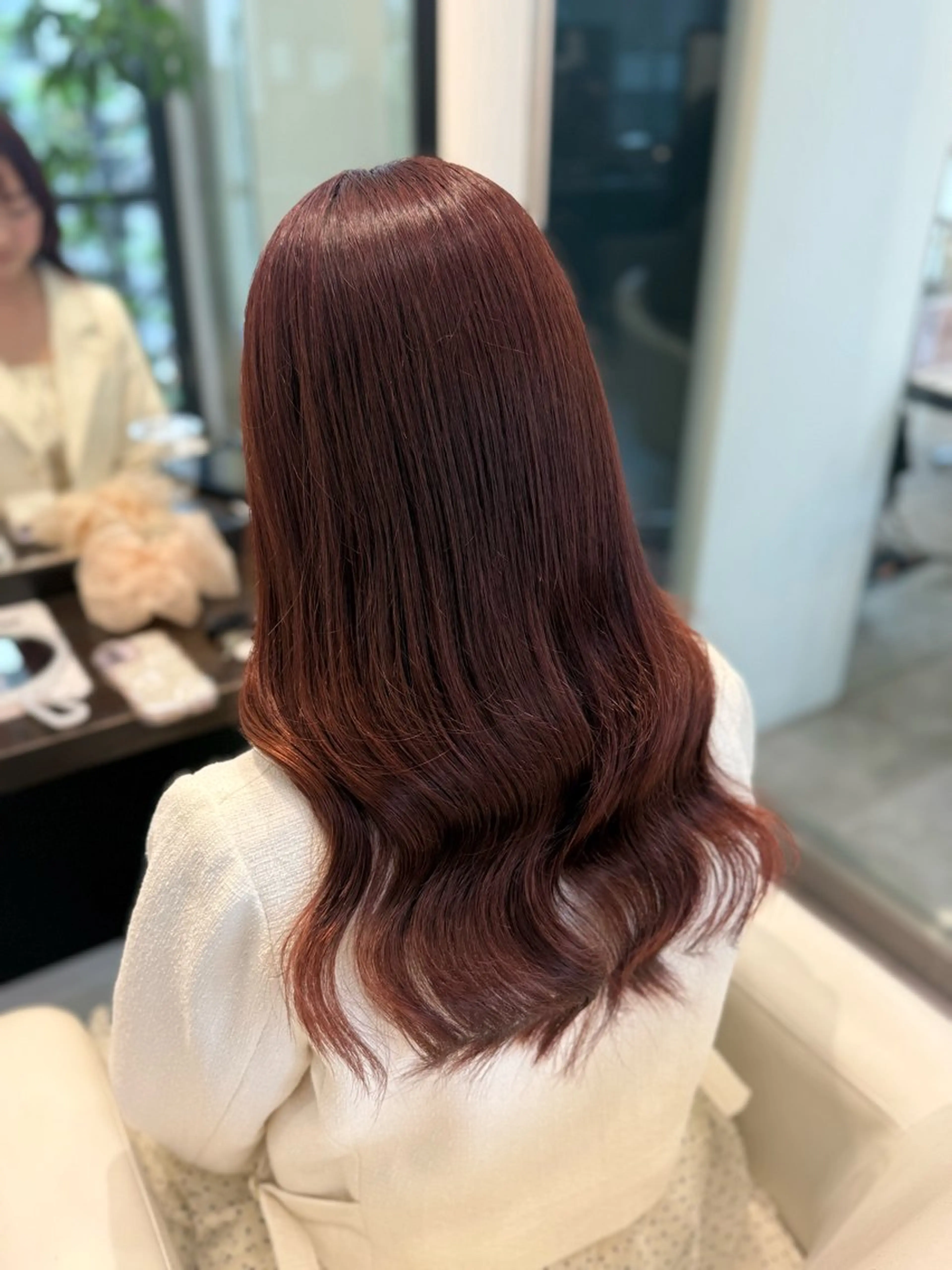 ロング カラー ブラウンカラー ピンクカラー ピンクブラウン カット ヘアカラー トリートメント 渋谷髪質改善/縮毛 矯正/かすが🪽🫧のヘアスタイル