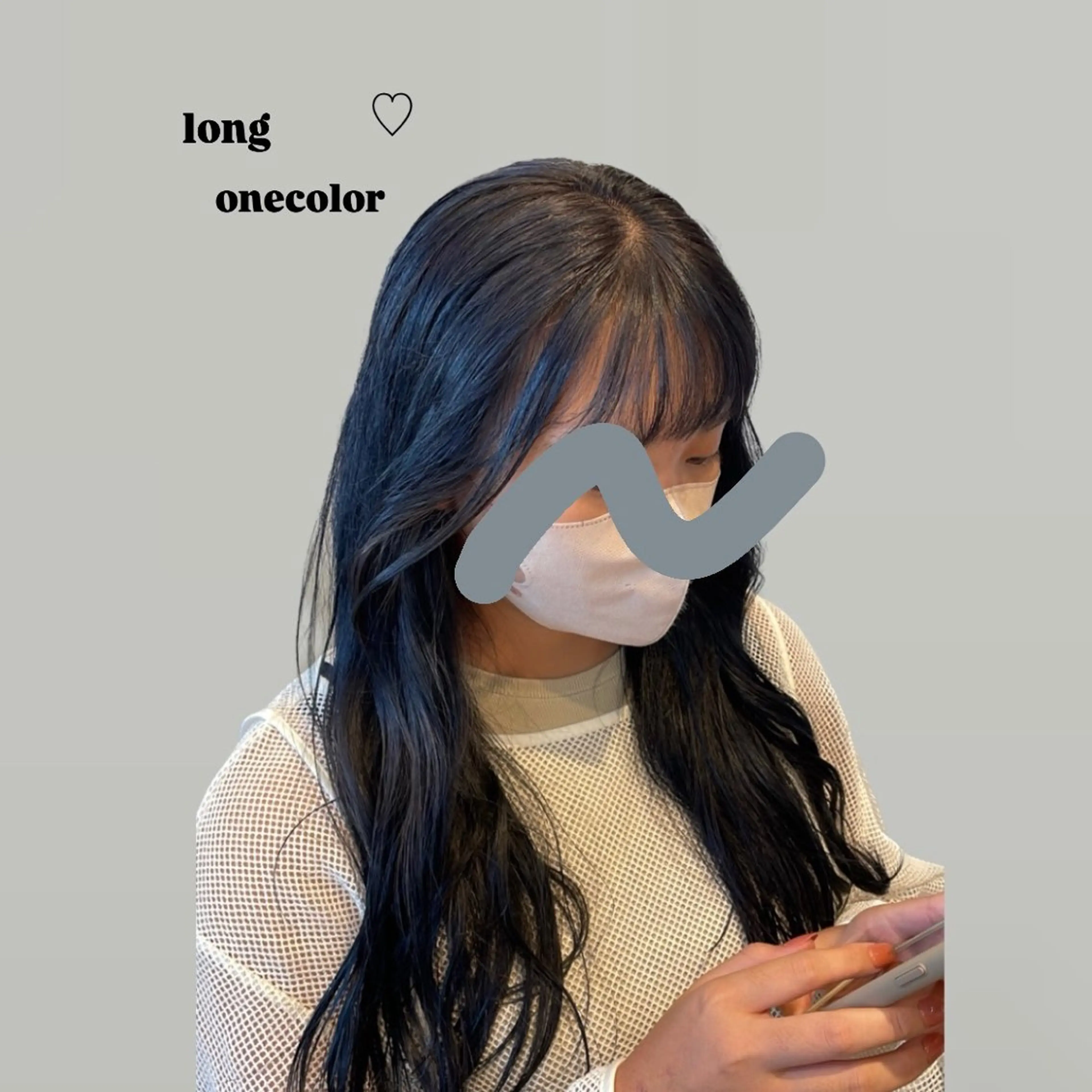 ロング カラー 黒髪 ブルーカラー ブルーブラック ヘアカラー 小宮山 桃加のヘアスタイル