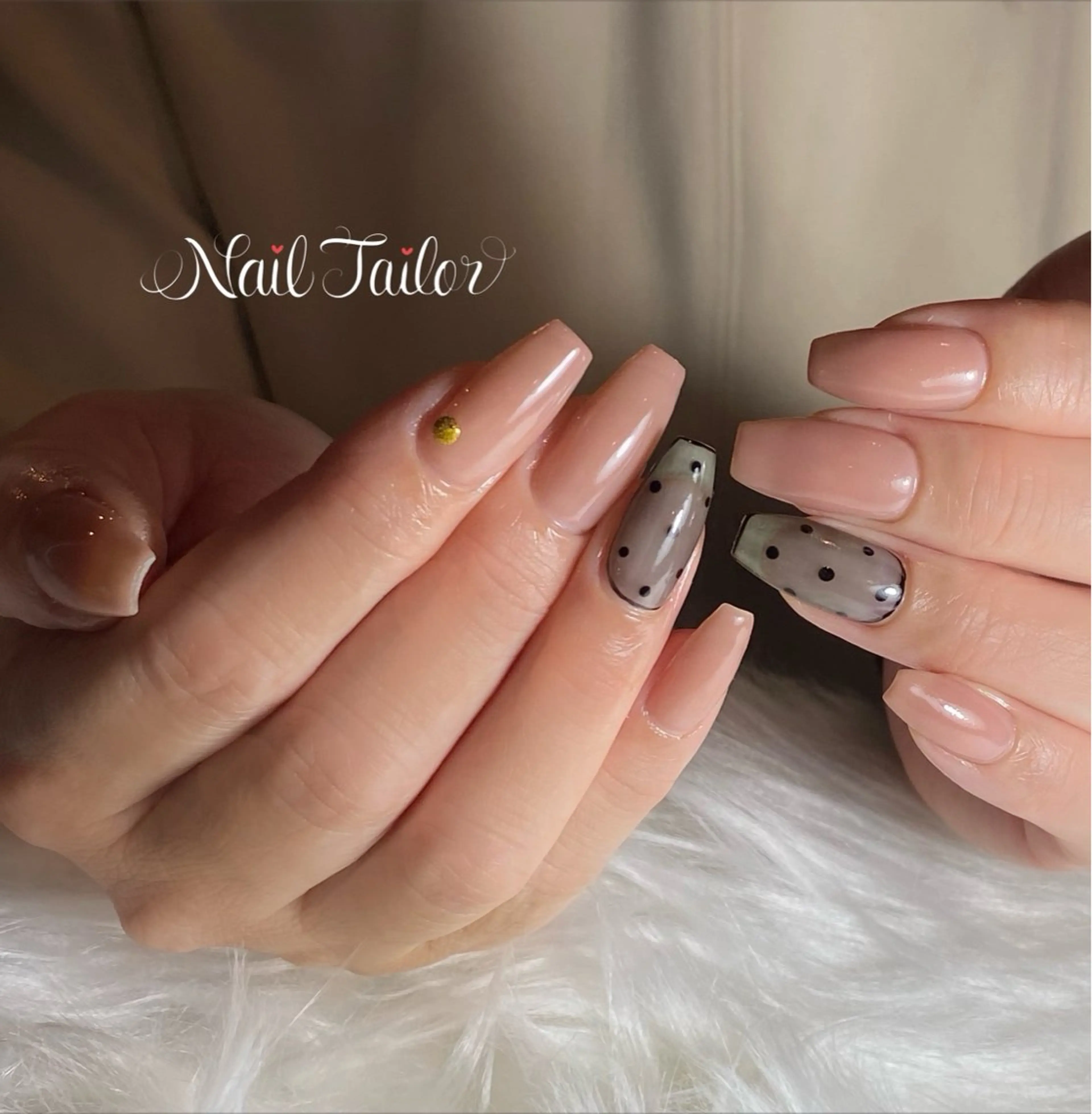 ネイル ドット オフィスネイル ピンク ピンクベージュ ハンドネイル NailTailor ネイルテイラーのネイルデザイン