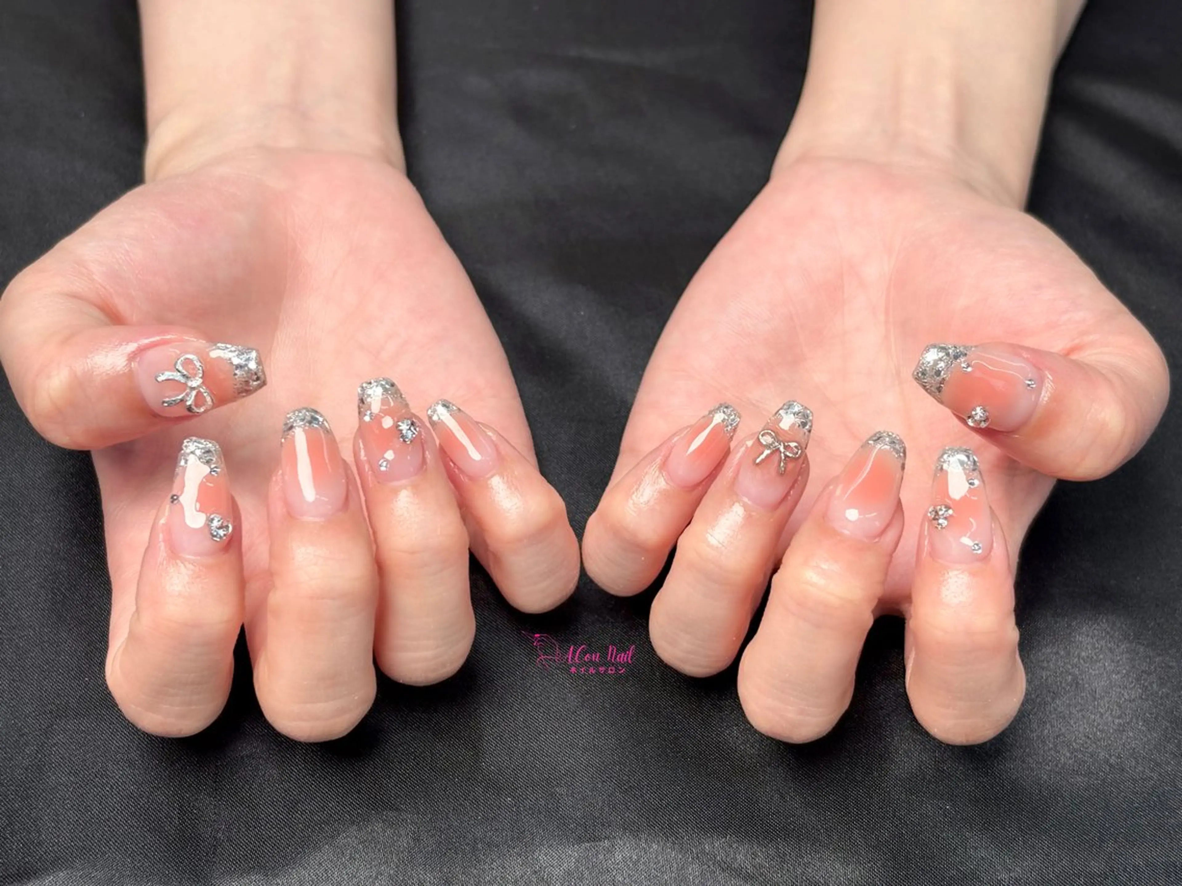 ネイル 桜ネイル 長さ出し フラワーネイル フレンチネイル ジェルネイル ハンドネイル ACon NailSalonのネイルデザイン