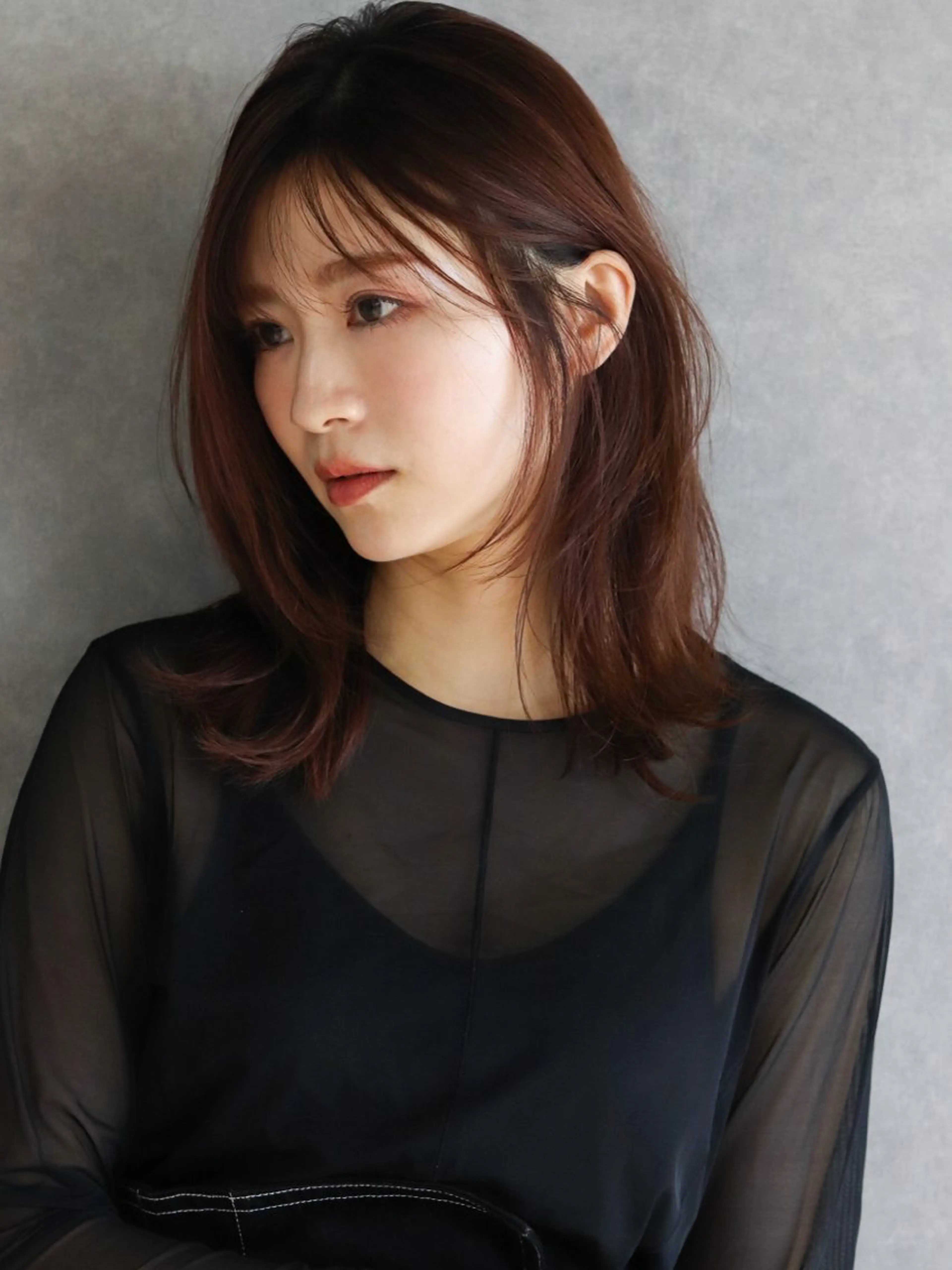 セミロング 柔らかい透明感カラー 髪質改善/神戸のヘアスタイル