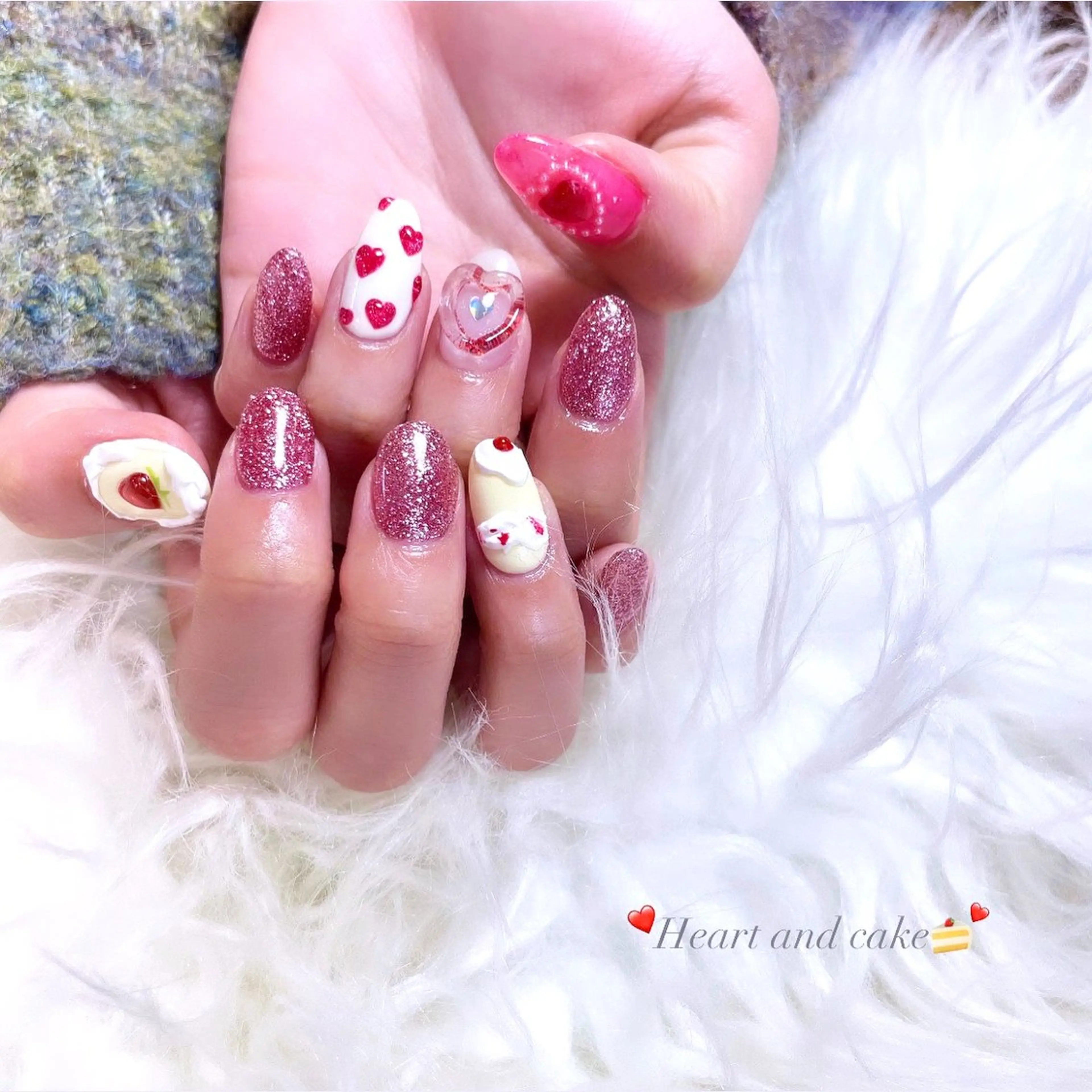 ネイル バレンタイン ハンドネイル キラオメ Neneのネイルデザイン