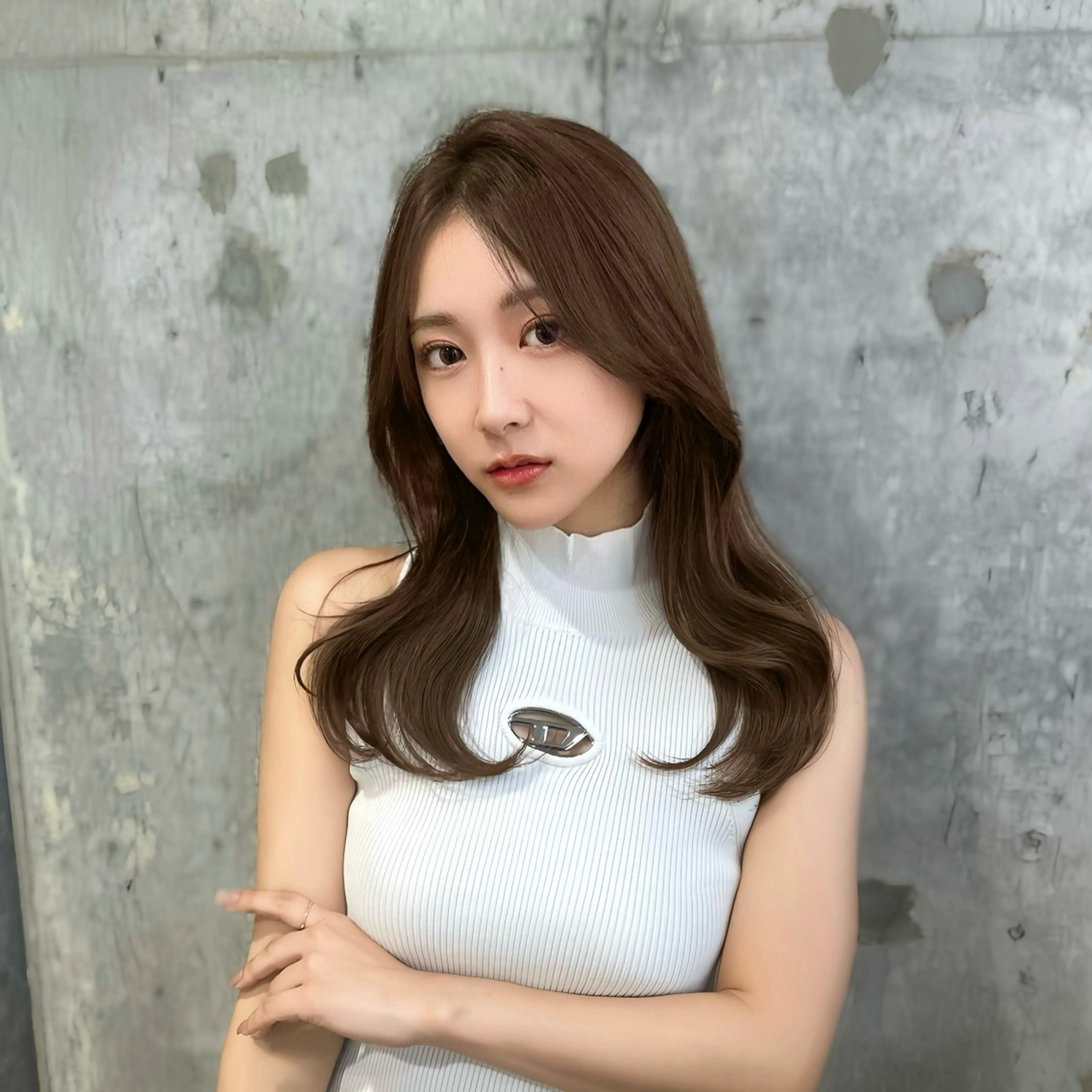 ミディアム カラー 髪質改善 韓国風ヘア レイヤーカット カット ヘアカラー トリートメント ヘッドスパ 髪質改善/韓国ヘア レイヤー/新宿/ロミのヘアスタイル