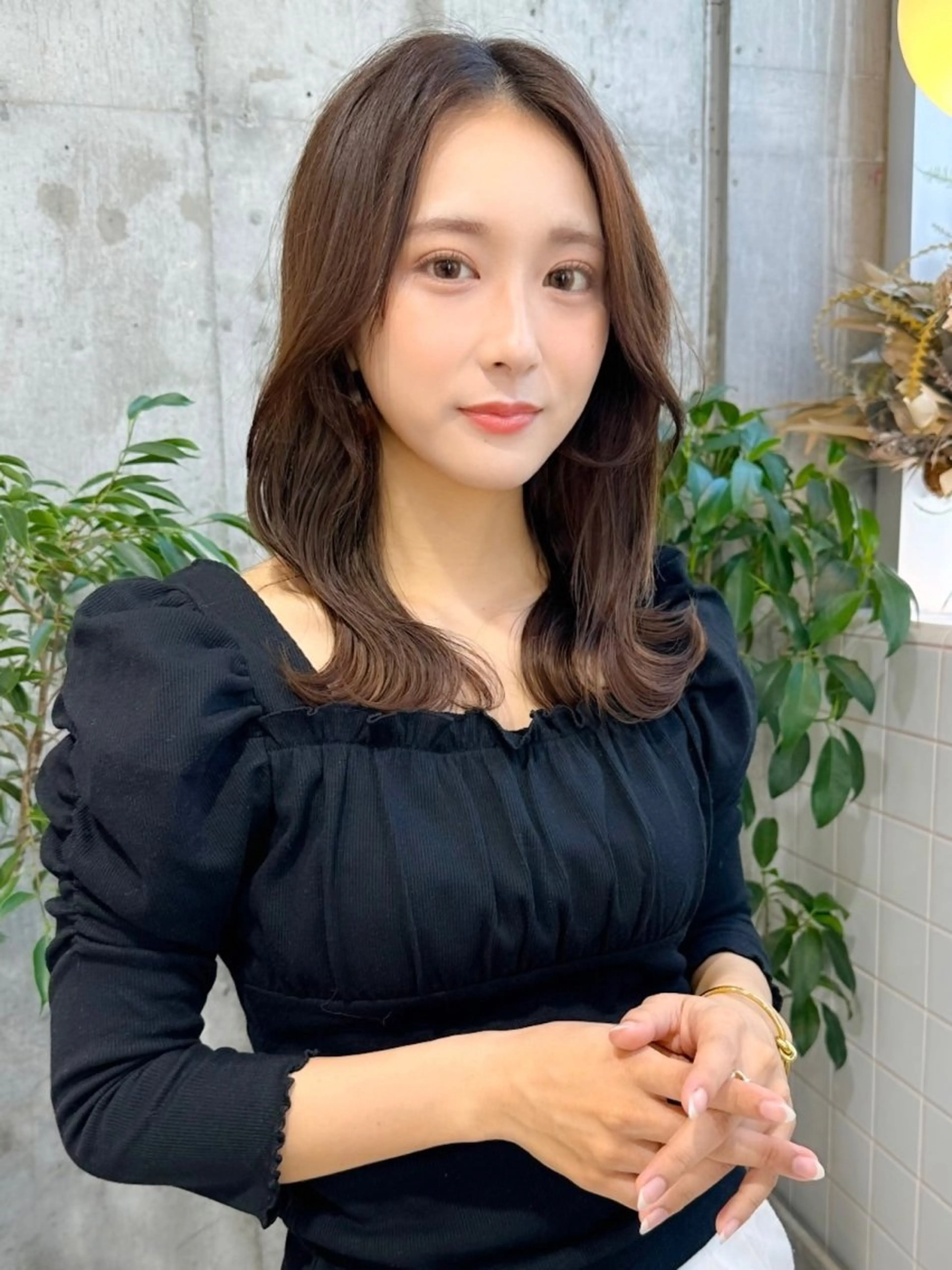 セミロング カラー カット トリートメント 髪質改善/韓国ヘア レイヤー/新宿/ロミのヘアスタイル