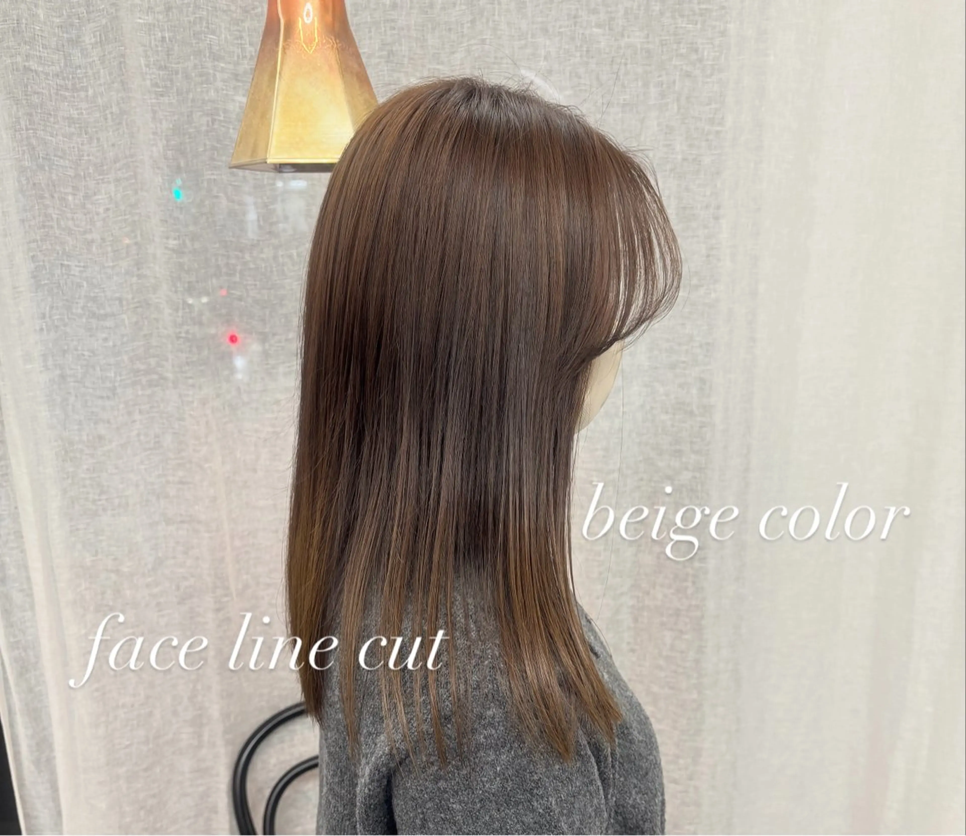 セミロング カラー ベージュカラー 顔周りカット 【ヤマザキアヤメ】 パーマモデル様募集中のヘアスタイル