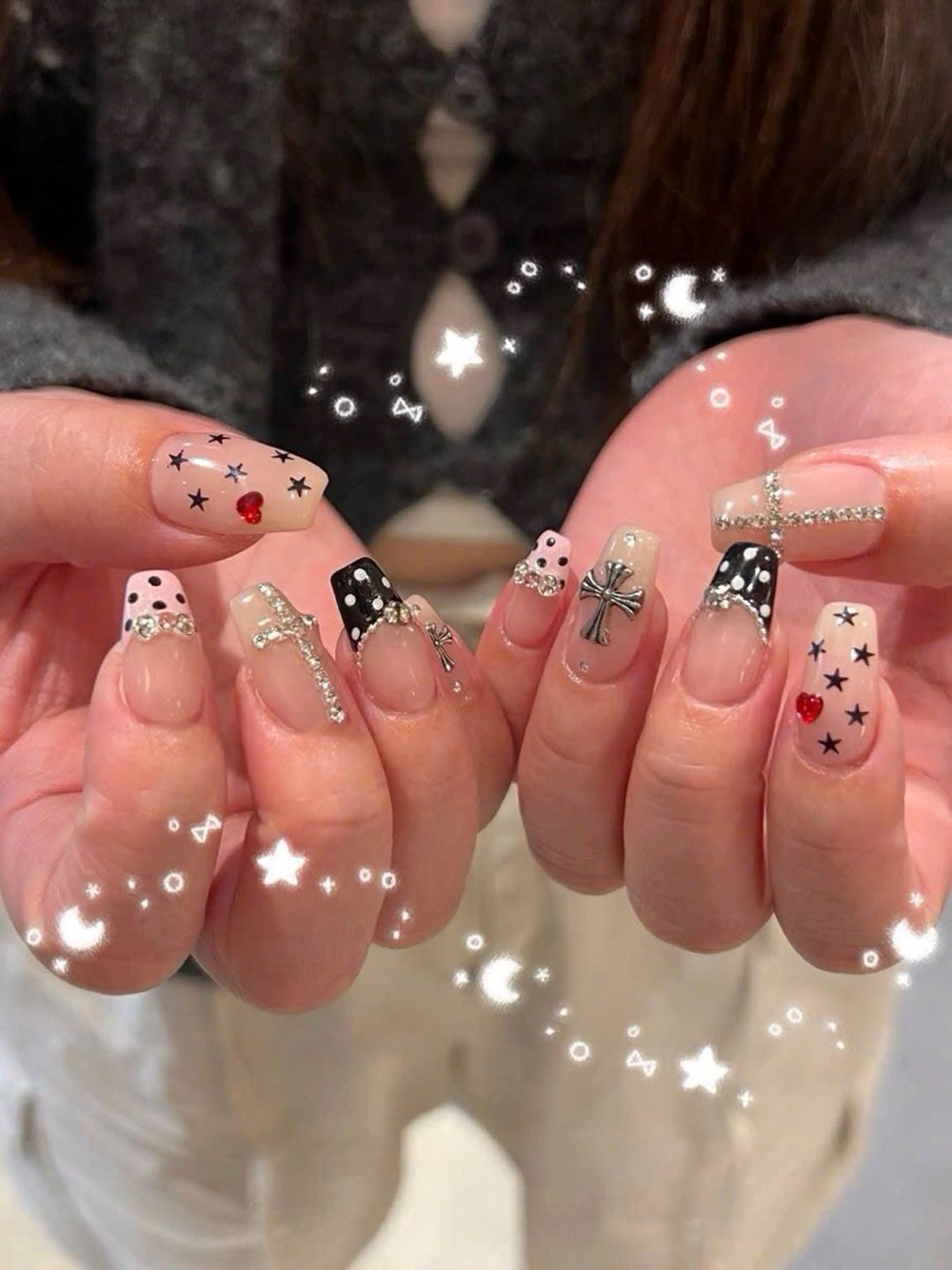 ネイル オーロラネイル ボルドー ブラウン 氷ネイル・うるうるネイル キラキラネイル ハンドネイル Sora  Nail 長さ出し専門店のネイルデザイン