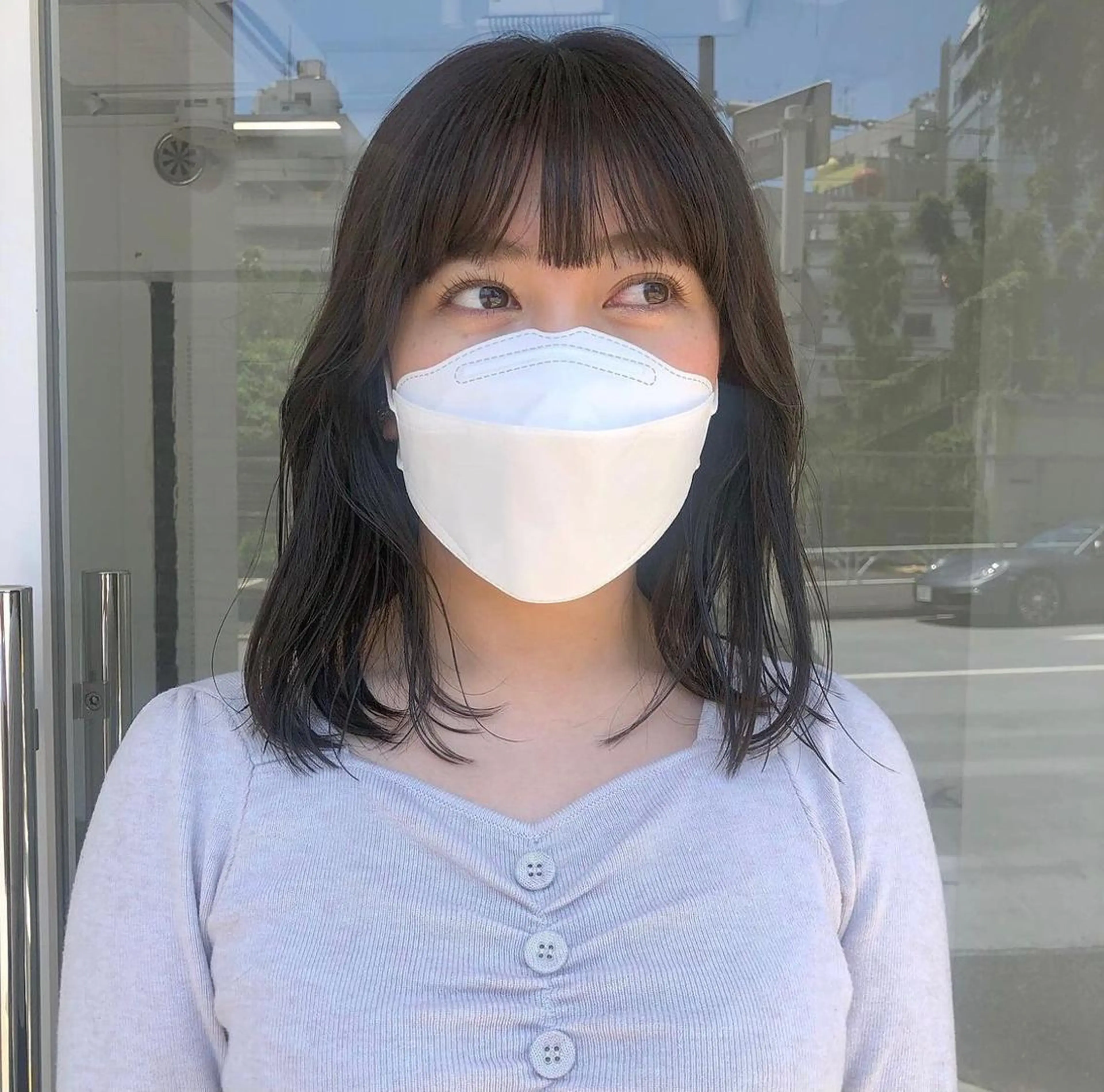 ミディアム カット ヘアカラー トリートメント ボブ♡柔らかいカラー 實松栞理のヘアスタイル