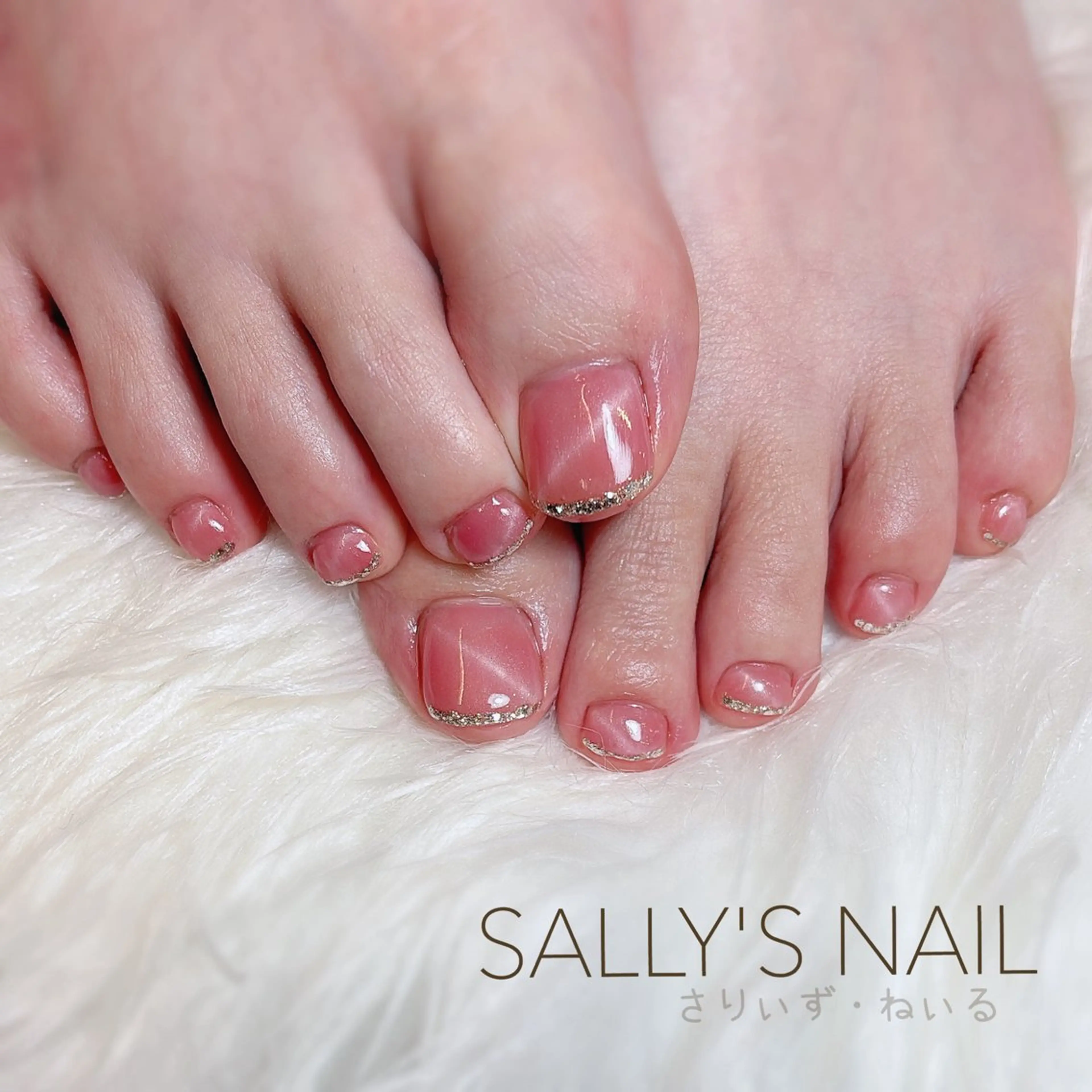 ネイル フットネイル フレンチネイル ラメ(グリッター) マグネットネイル 野村 リサのネイルデザイン