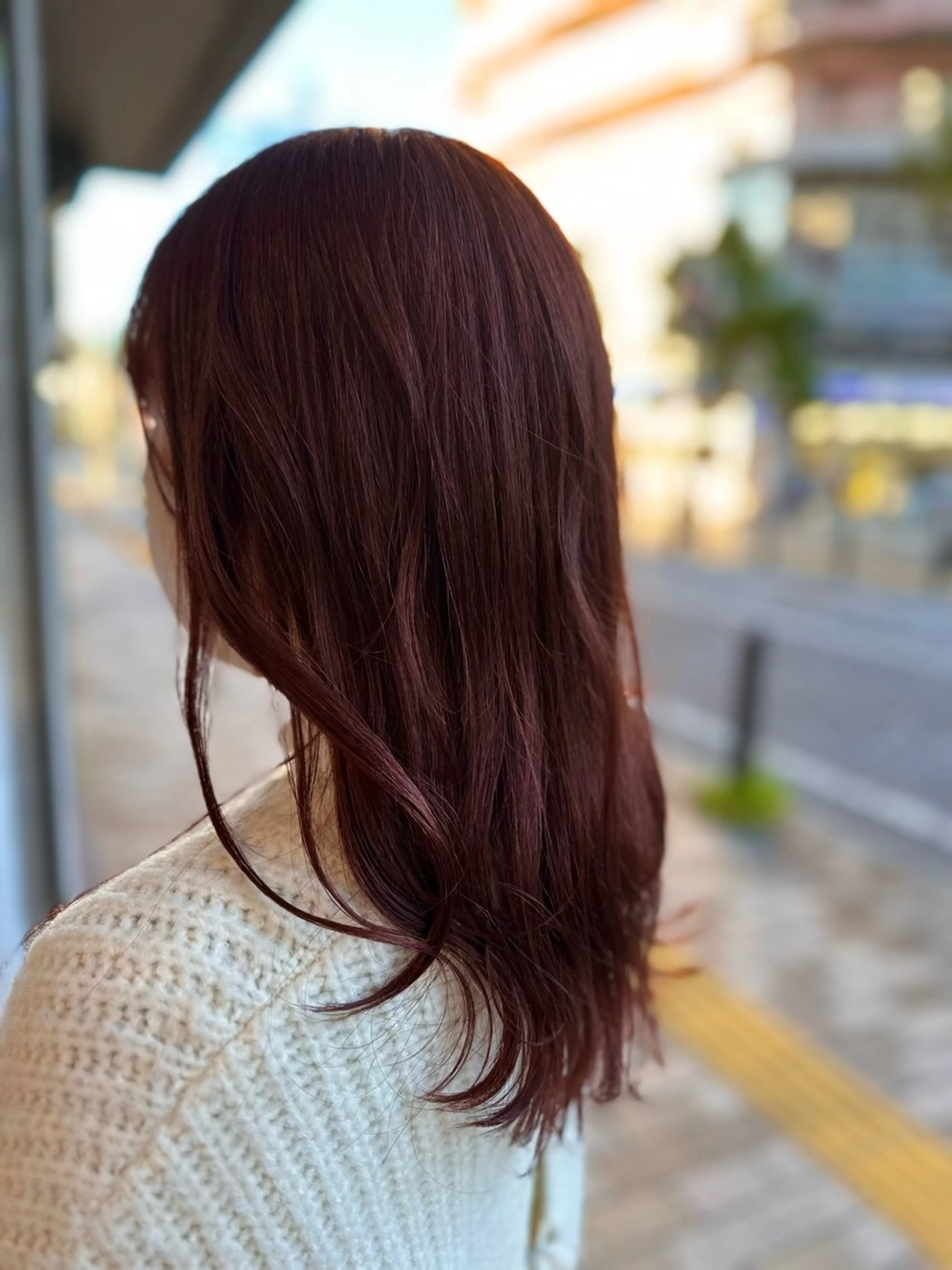 ロング カラー ボルドーカラー レッドカラー カット ヘアカラー トリートメント 特殊カラー特化 ✂️SHIAN フジのヘアスタイル