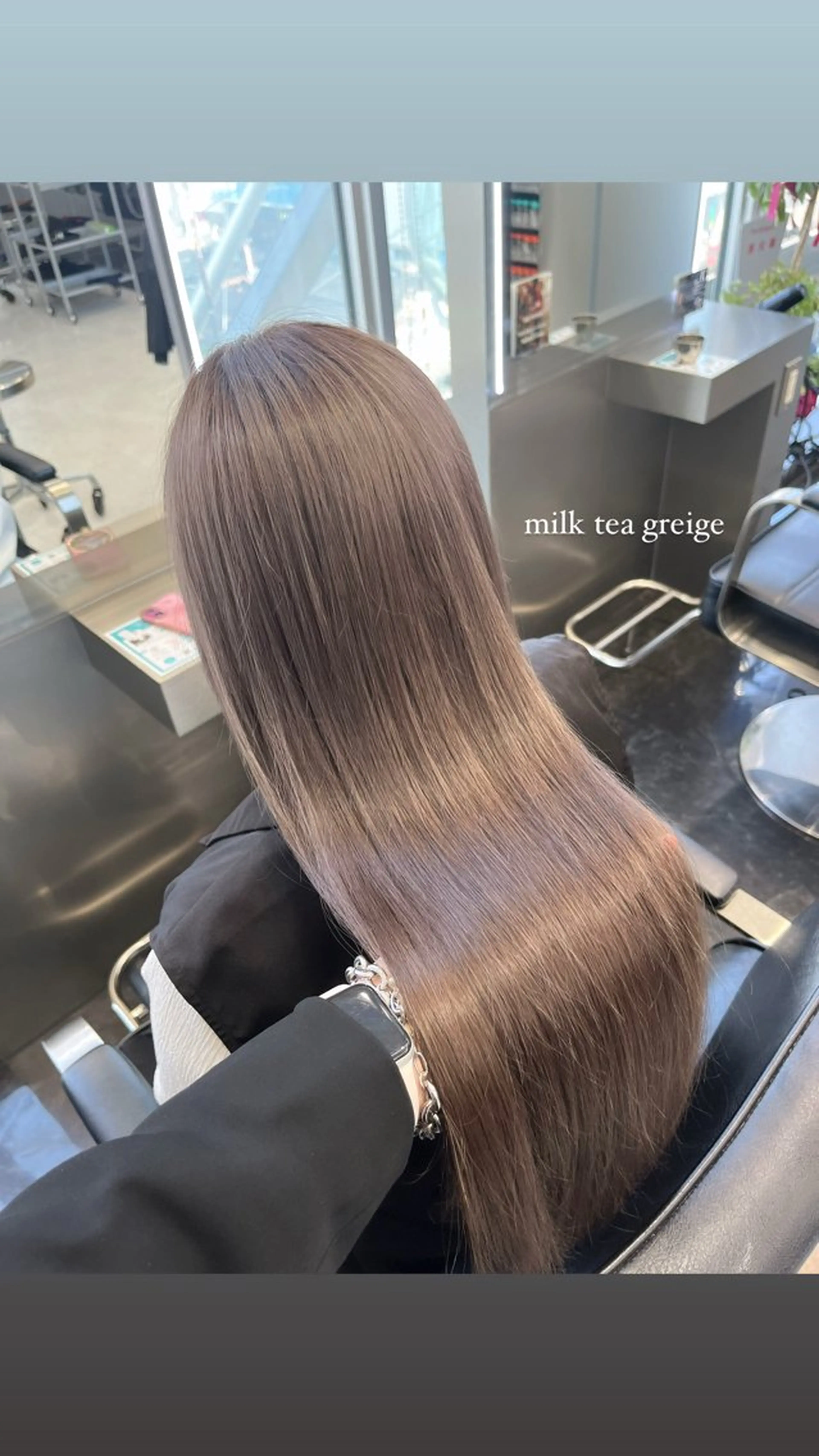 セミロング カラー ヘアアレンジ ブリーチ ケアブリーチ 透明感カラー グレージュ 韓国風カラー ハイトーン/透明感 髪質改善/rinaのヘアスタイル