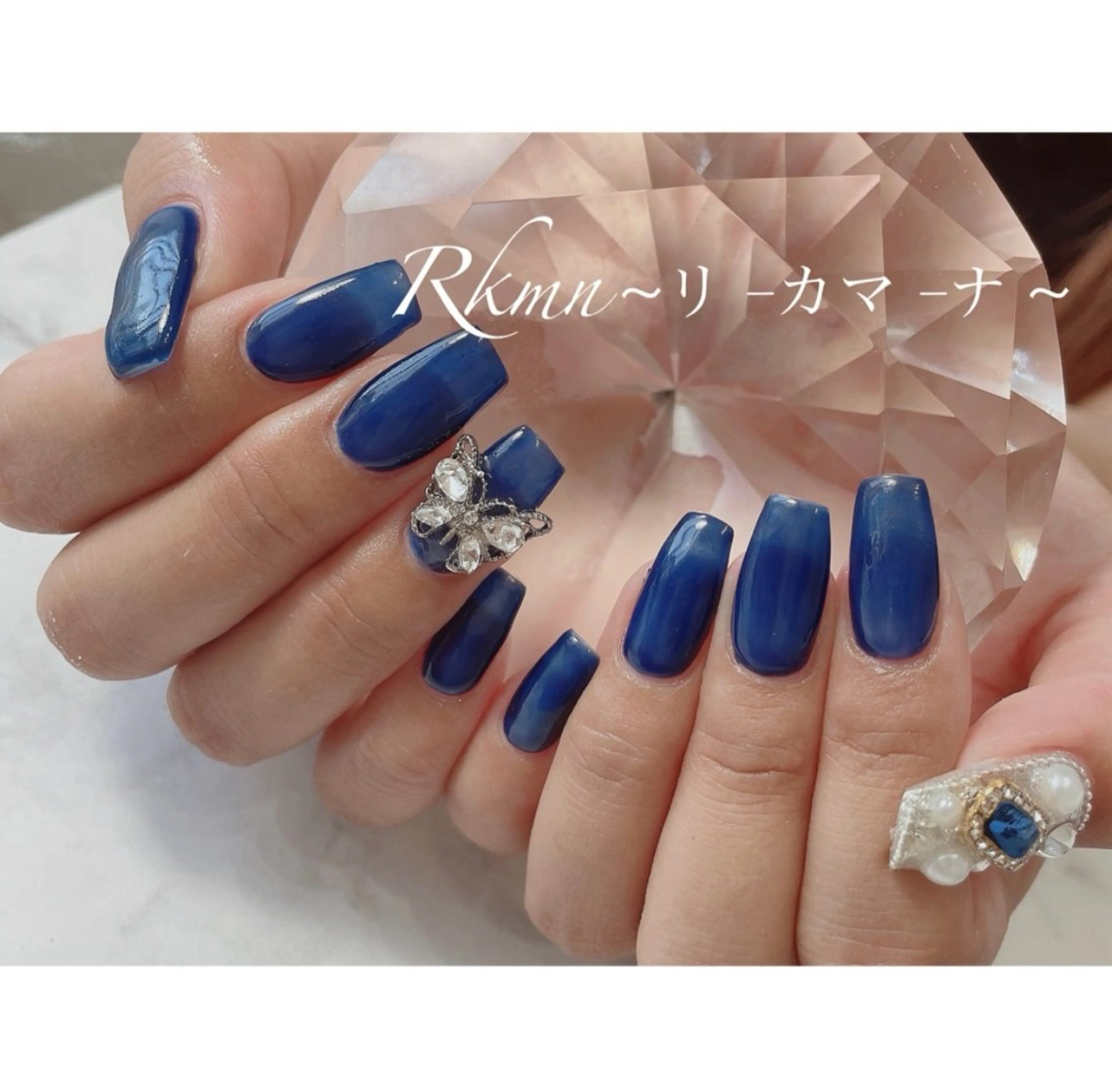 ネイル アートネイル ブルー 春ネイル ハンドネイル フットネイル ハンドケア Rkmn ~リ-カマ-ナ~のネイルデザイン