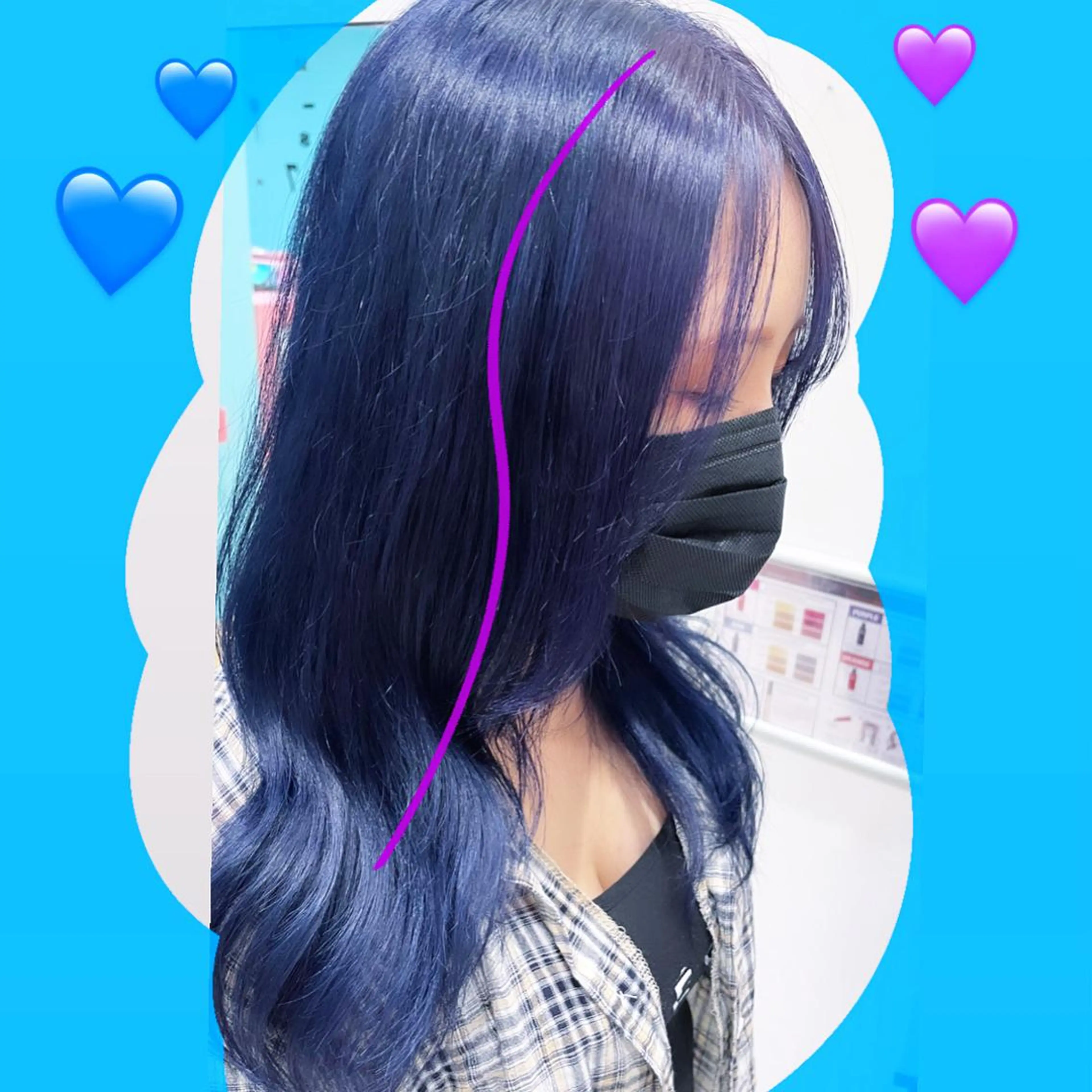 ロング カラー ネイビーカラー バイオレットカラー 新宿駅近♡個室 ♡関口三都季🌜のヘアスタイル