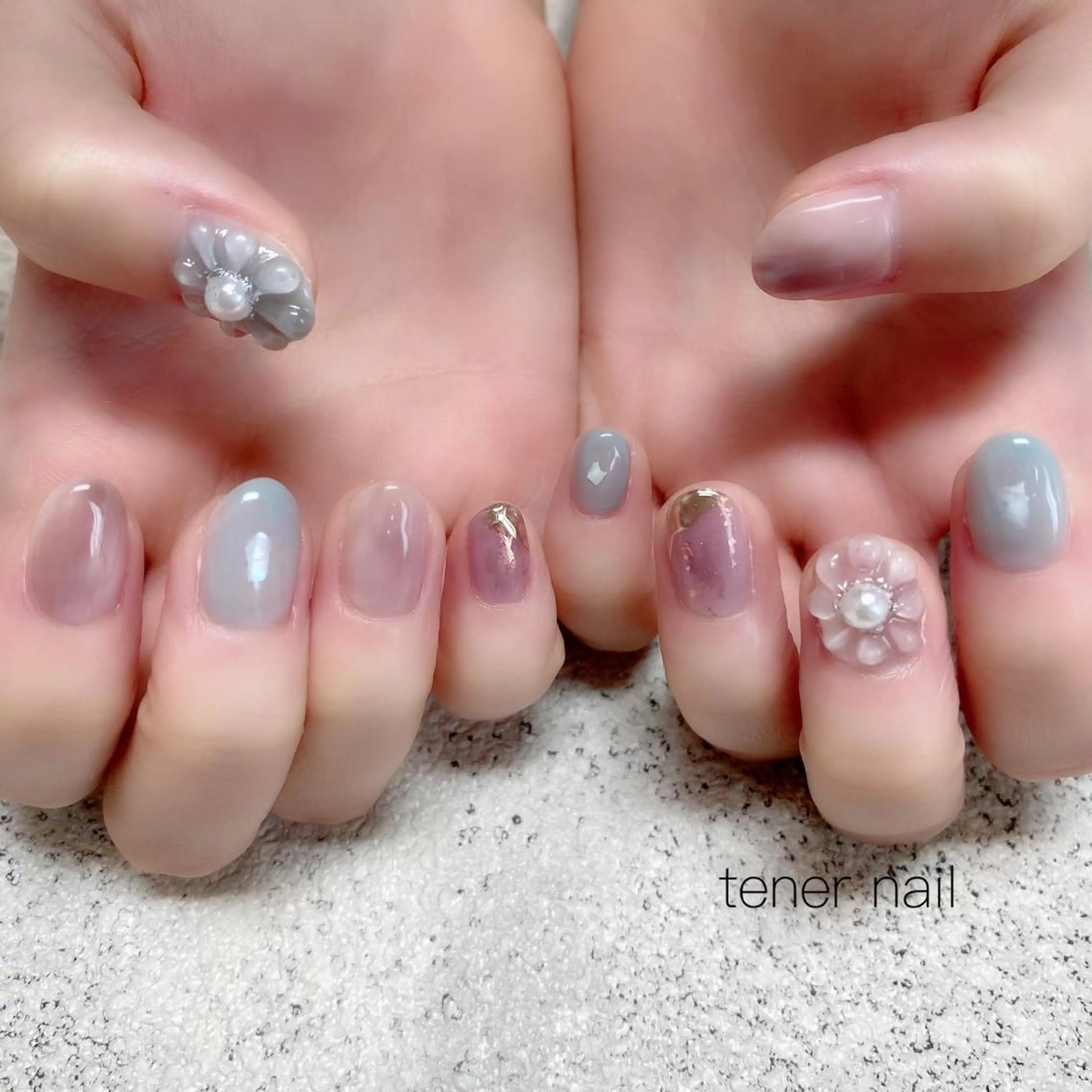 ネイル フラワーネイル ニュアンスネイル ぷっくりネイル テネルネイル tener nailのネイルデザイン
