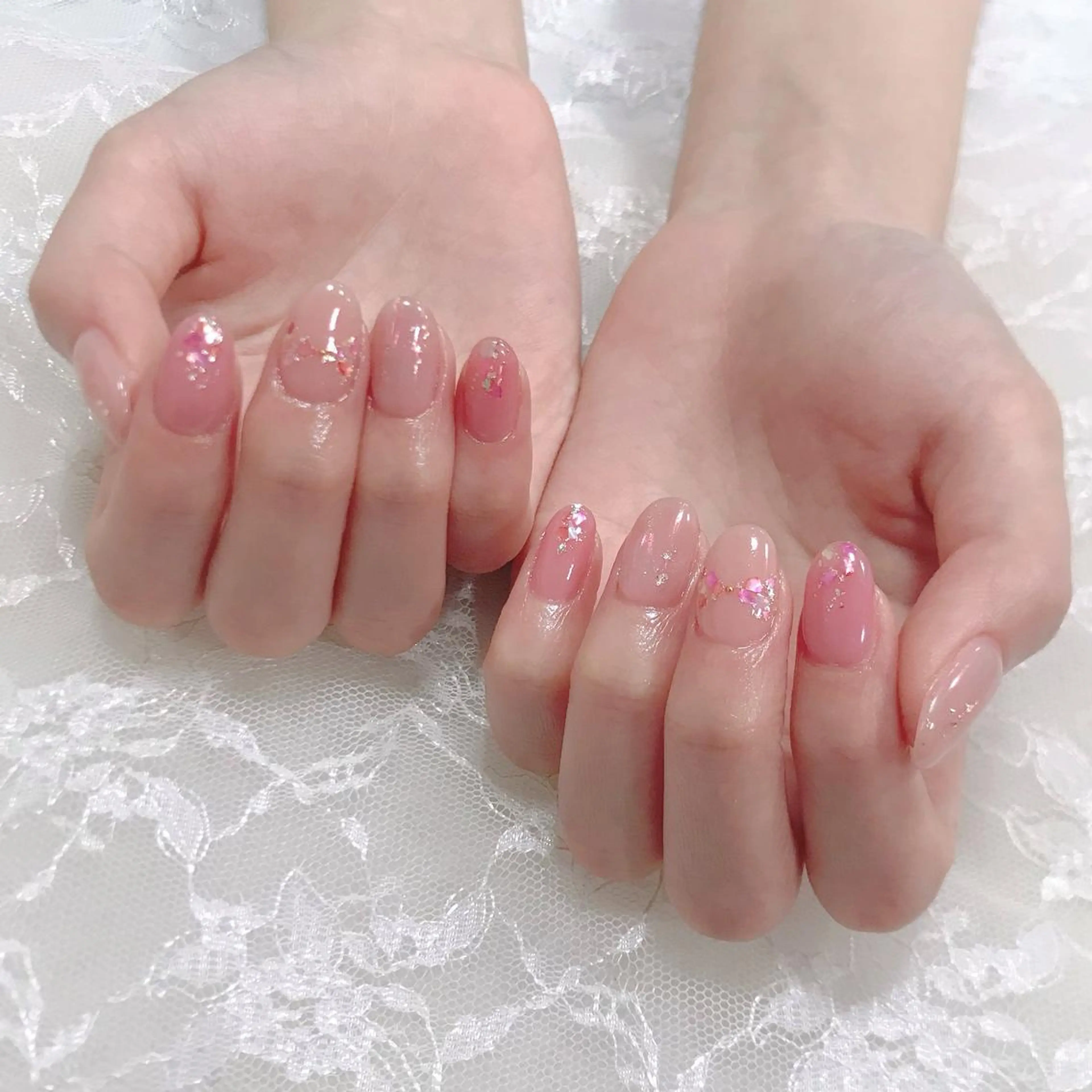 ネイル 氷ネイル・うるうるネイル ミラーネイル リボン 玉造、森ノ宮 fran2 nailのネイルデザイン