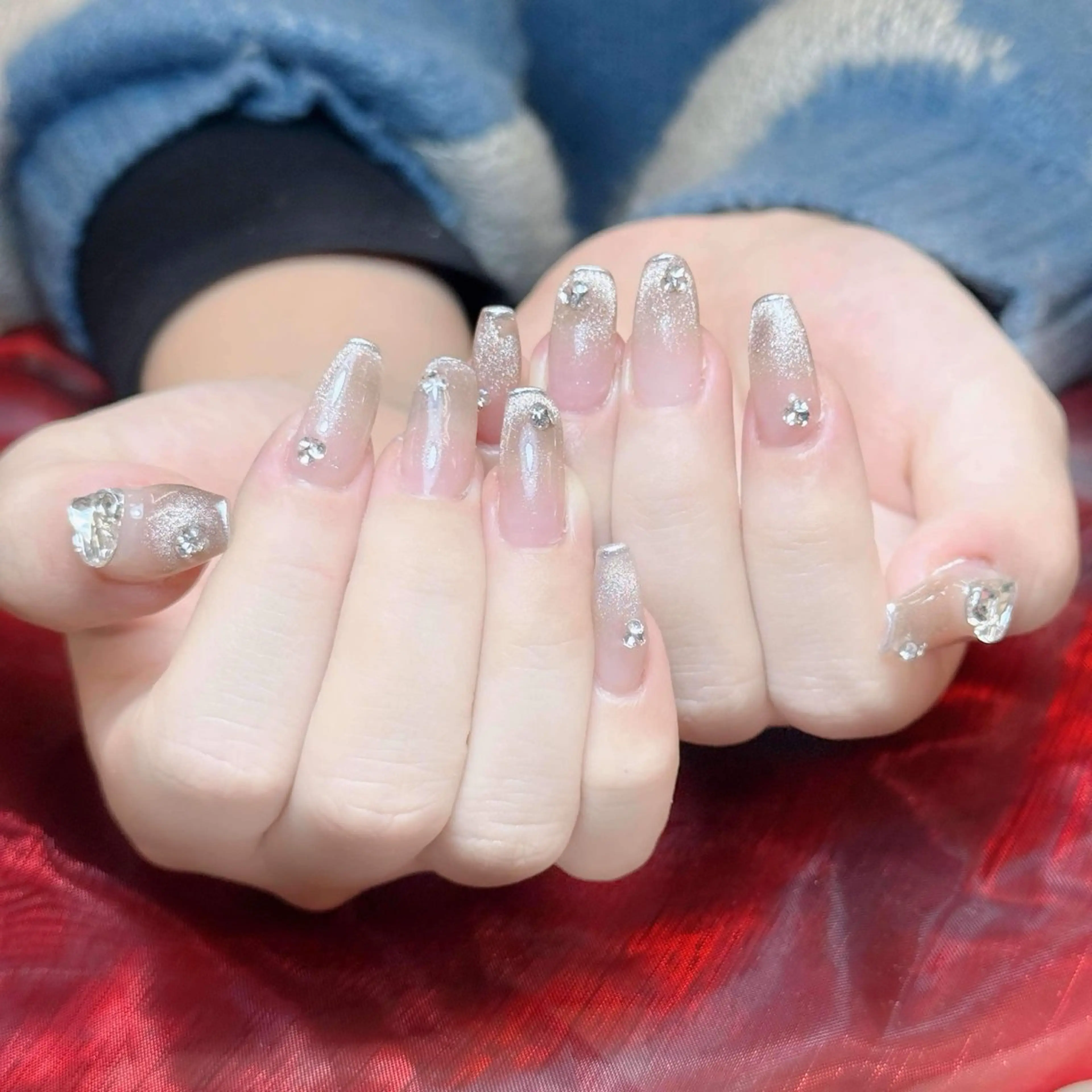 ネイル チークネイル フレンチネイル ジェルネイル ガラスフレンチ 韓国ネイル ハンドネイル ハンドケア Anh Nail 歌舞伎町のネイルデザイン