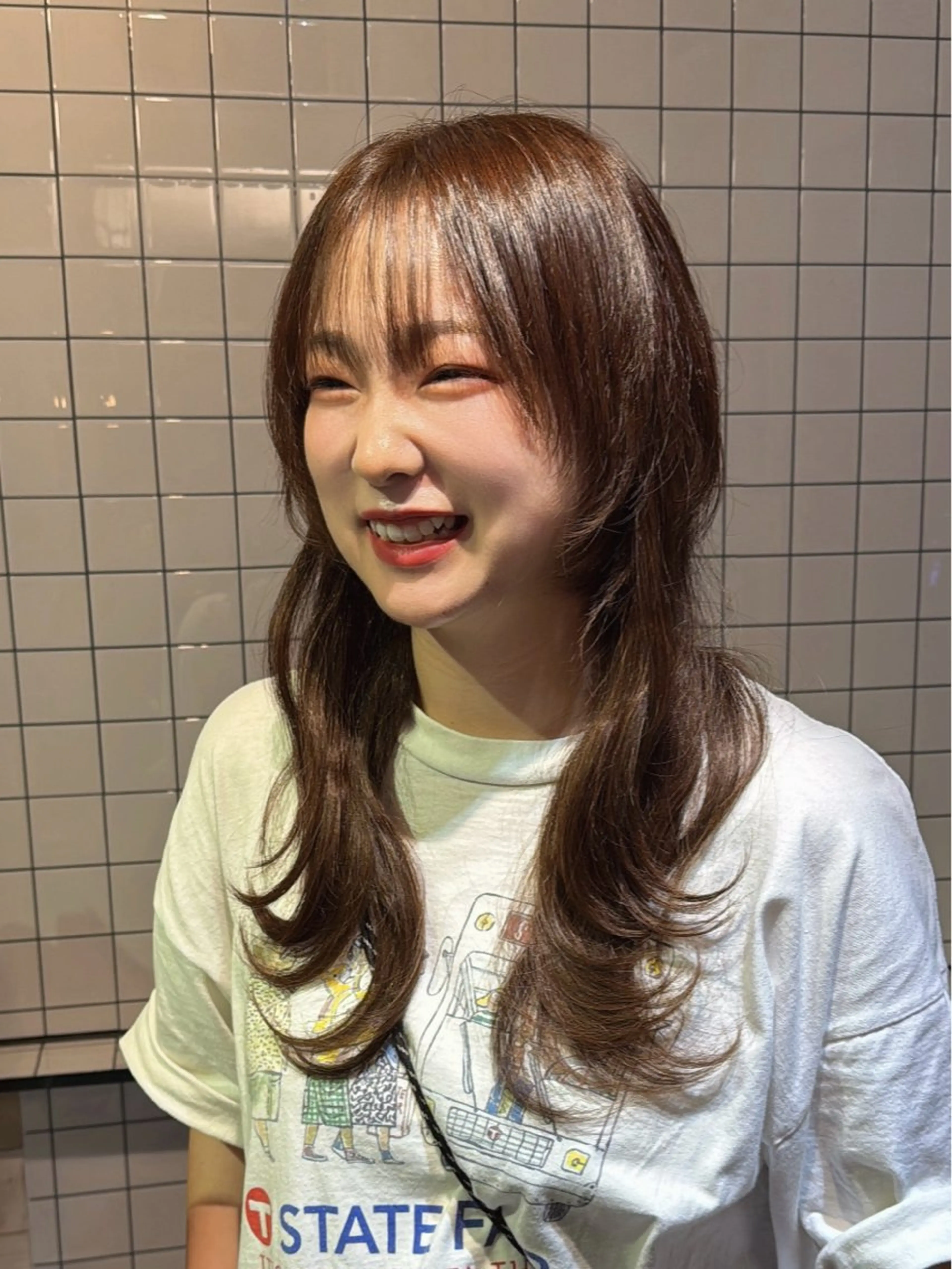 セミロング エクステ ウルフレイヤー エクステ/kokiのヘアスタイル