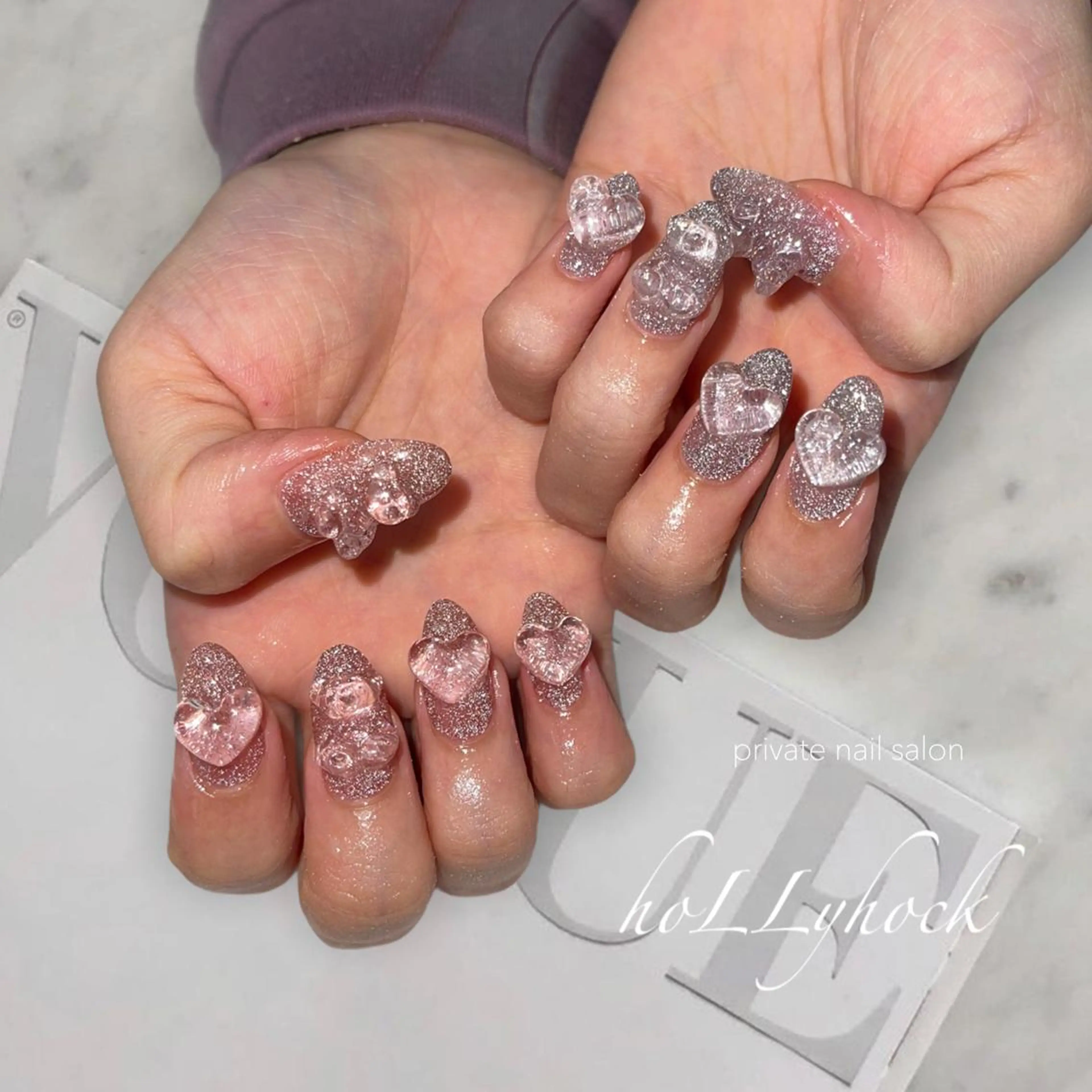 ネイル アートネイル フラッシュネイル マグネットネイル ニュアンスネイル nail salon hoLLyhockのネイルデザイン