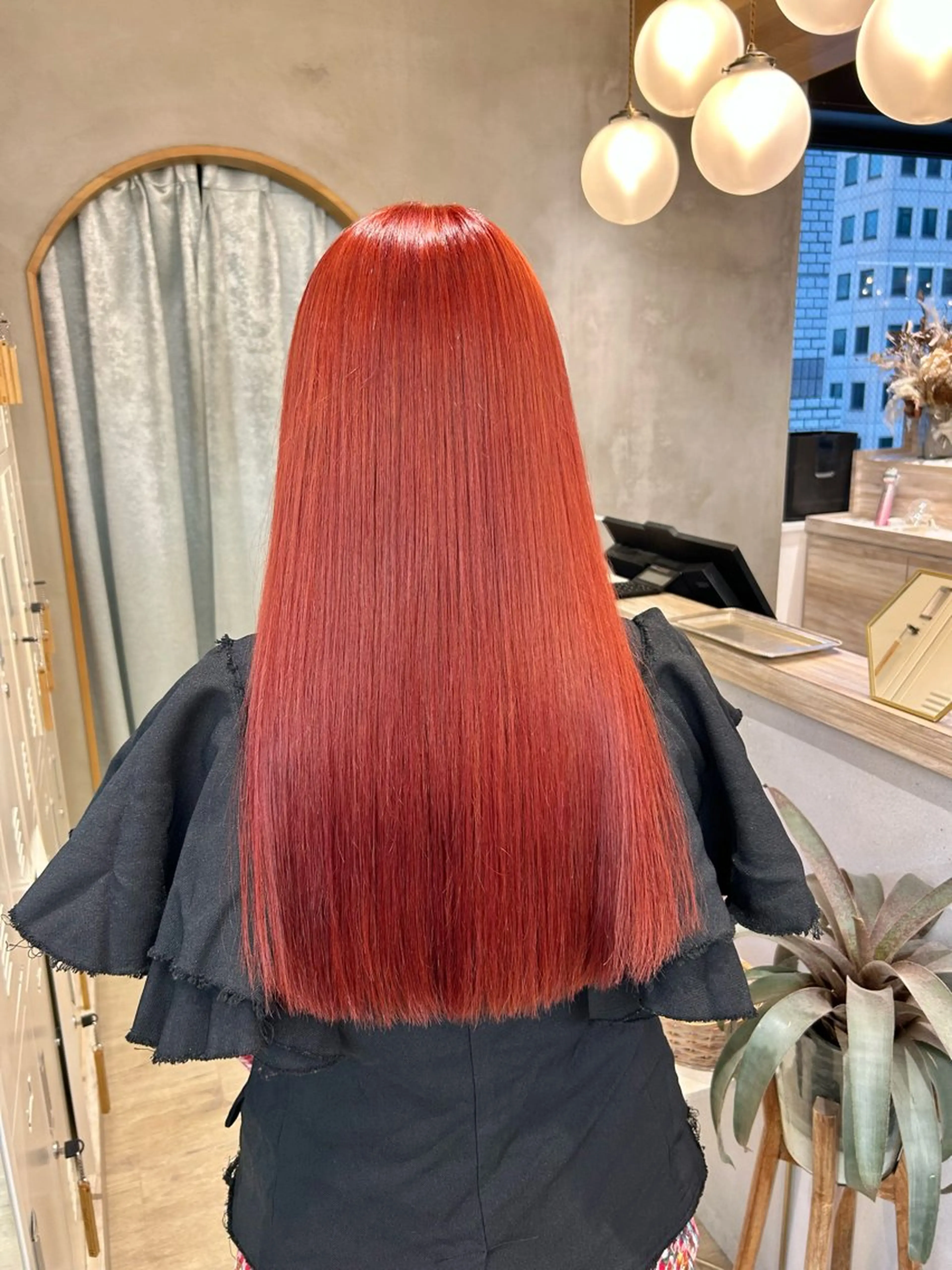 ロング レイヤーボブ縮毛矯正 韓国RINAのヘアスタイル