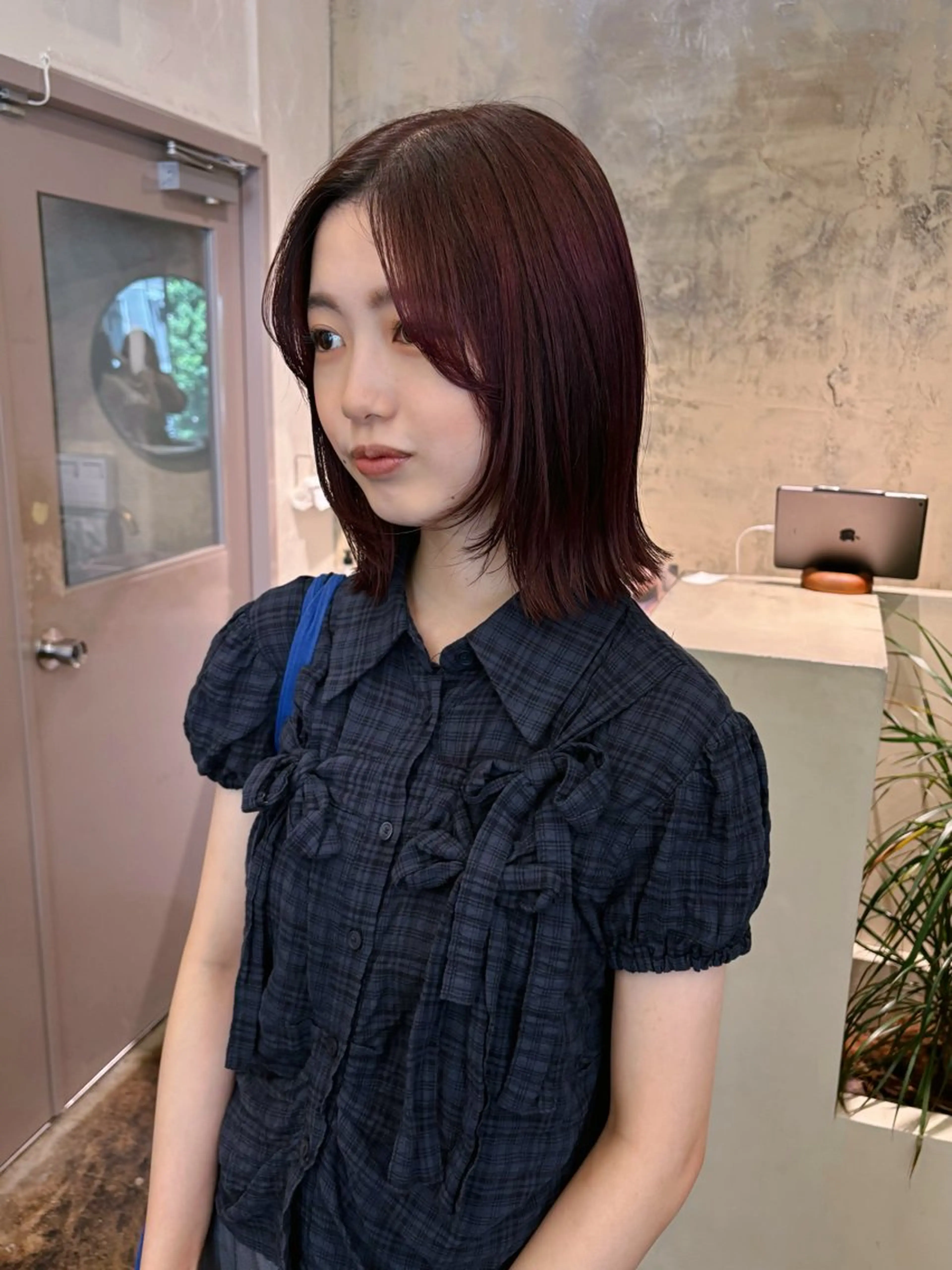 ミディアム カラー レッドカラー カット ヘアカラー 西山 紗耶香🪽 透明感カラー/ボブのヘアスタイル