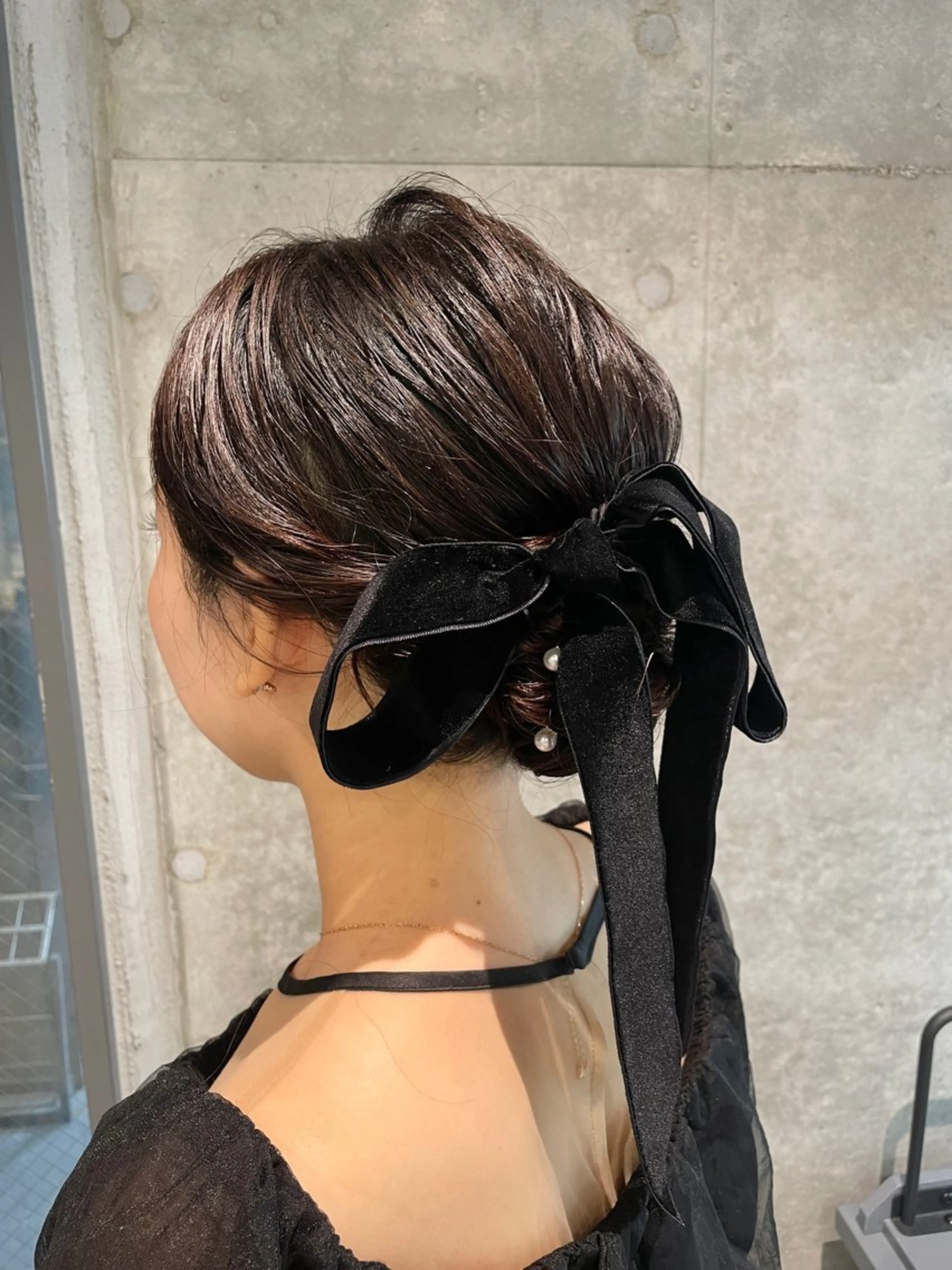 ミディアム ヘアアレンジ ヘアセット レイヤー/透けカラー アレンジ/篠崎渚彩のヘアスタイル