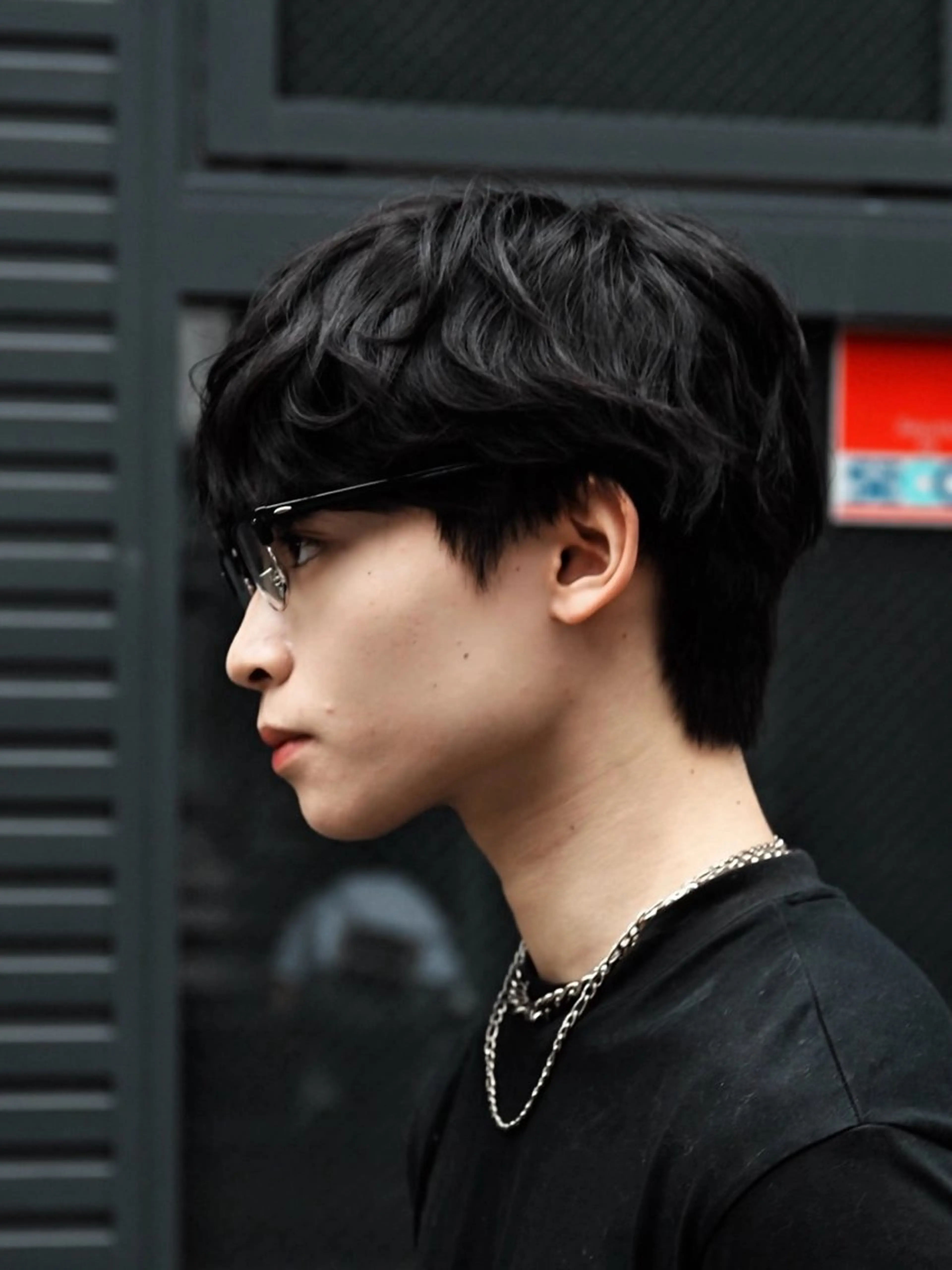 ショート カラー パーマ メンズ カット パーマ 【シャドウパーマ センターパート】義心のヘアスタイル