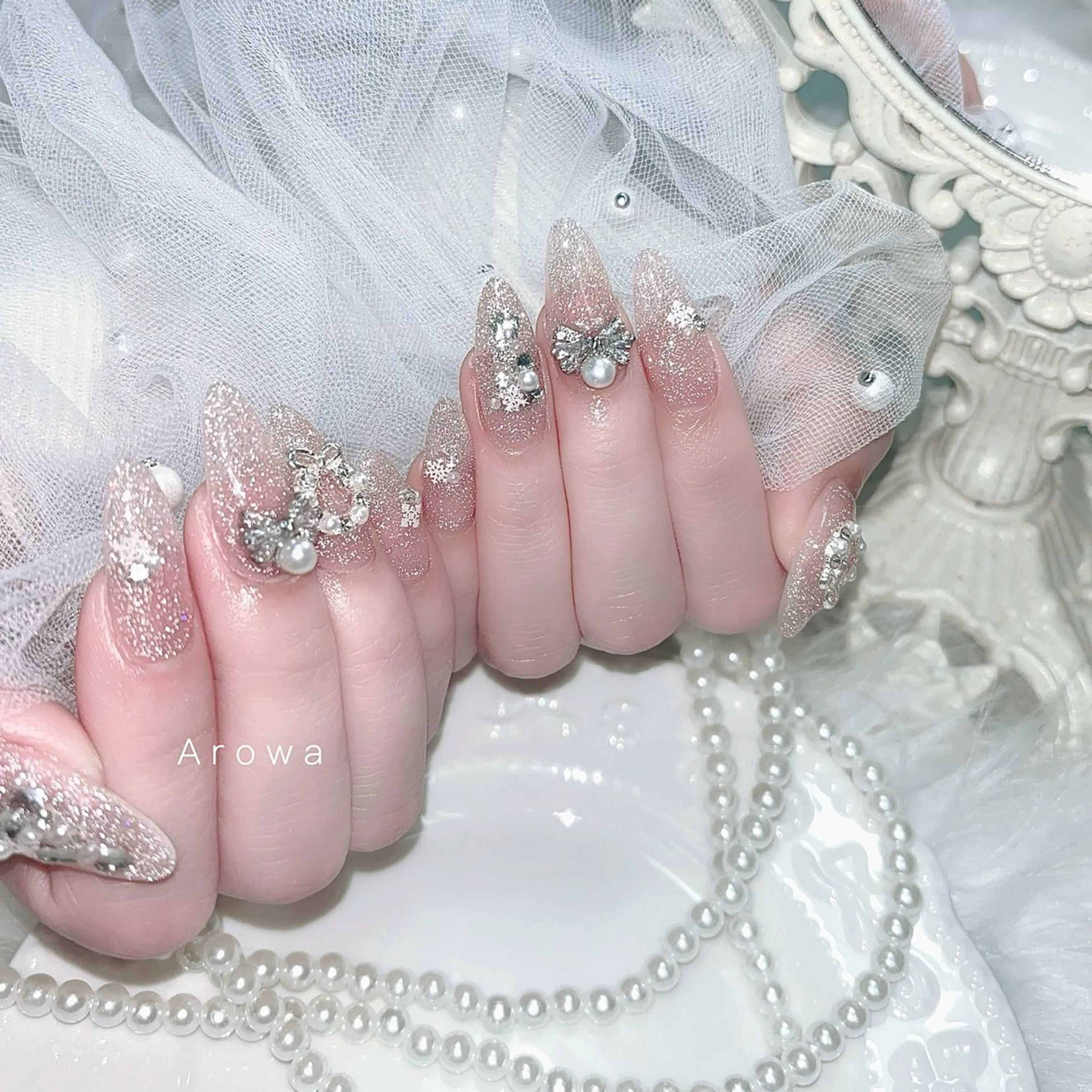 ネイル フラッシュネイル 冬ネイル Arowa 伊田のネイルデザイン