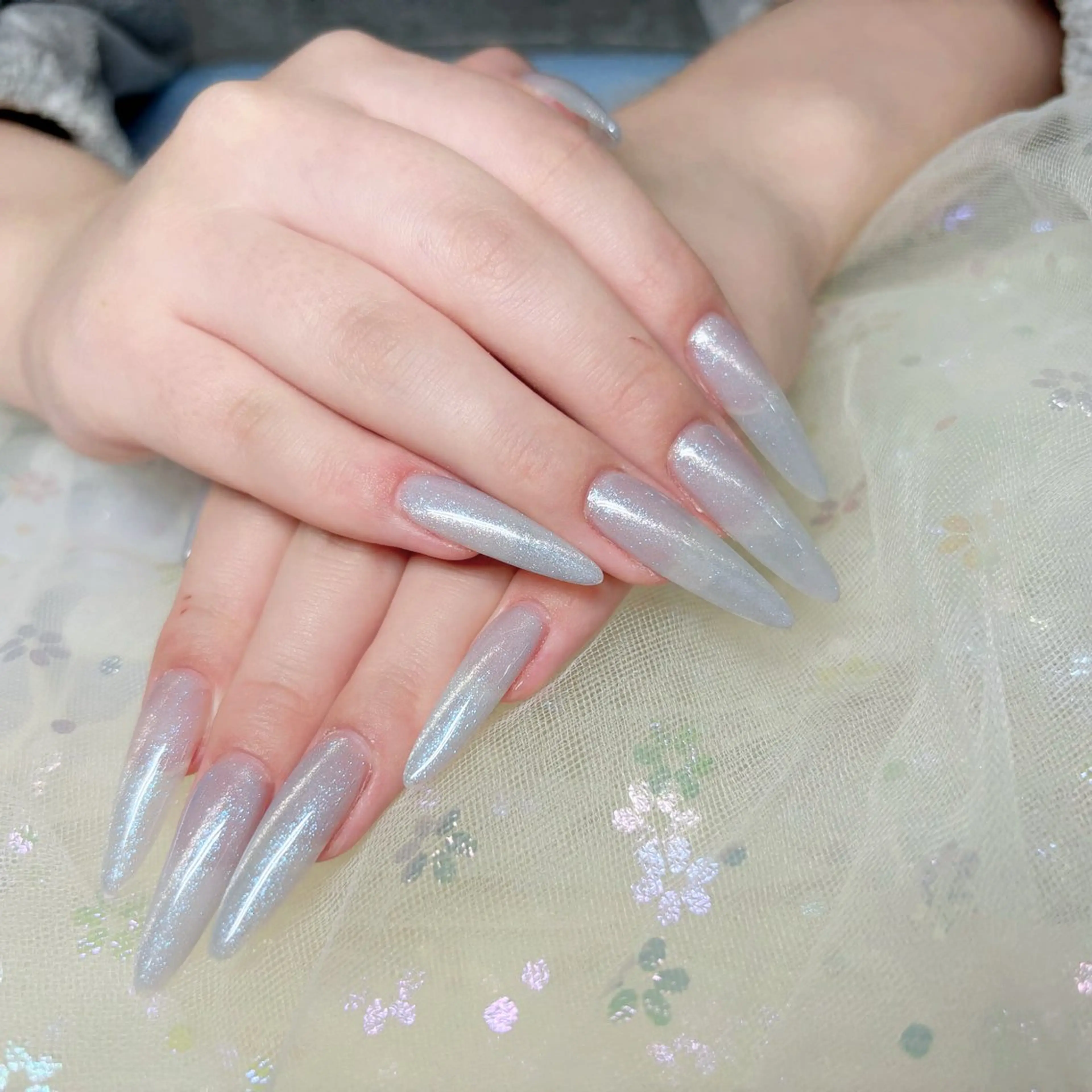 ネイル 長さ出し ネイルチップ ハンドネイル H3 Nail Tsuki🦋💙のネイルデザイン