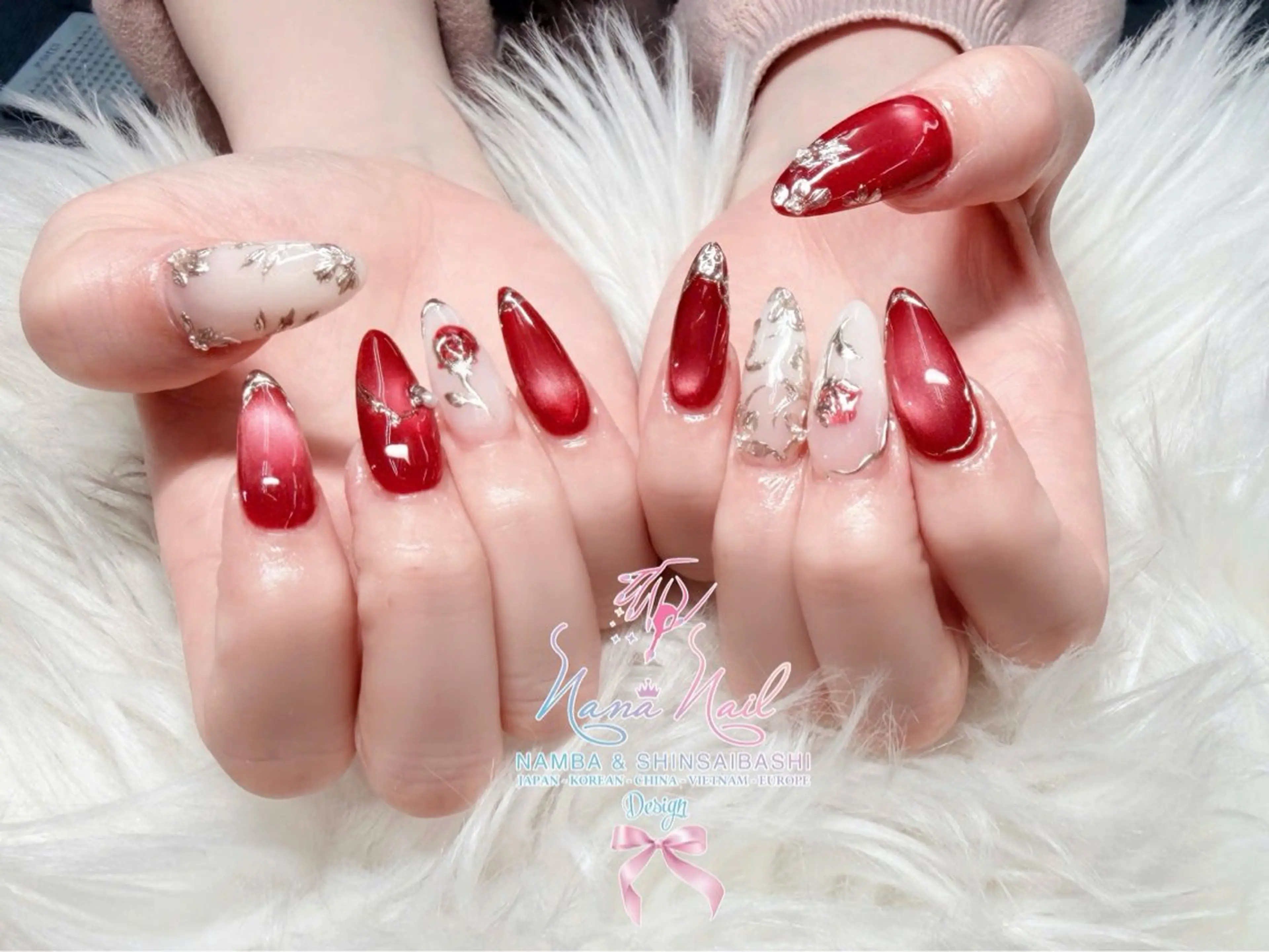 ネイル チークネイル 桜ネイル フラッシュネイル フットネイル ジェルネイル ハンドネイル リナネイル アメ村心斎橋店のネイルデザイン