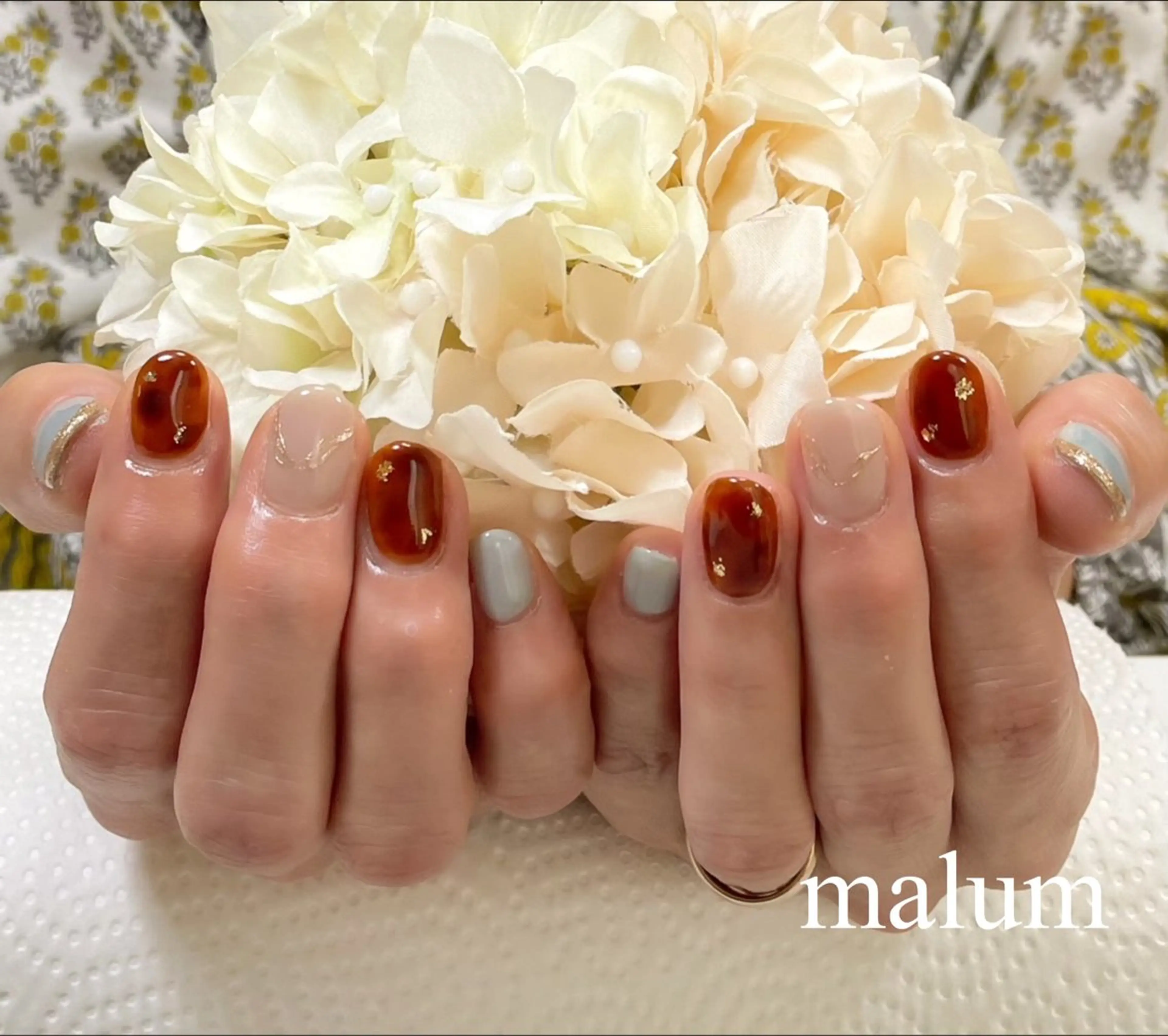 ネイル べっ甲ネイル ハンドネイル malum nailのネイルデザイン