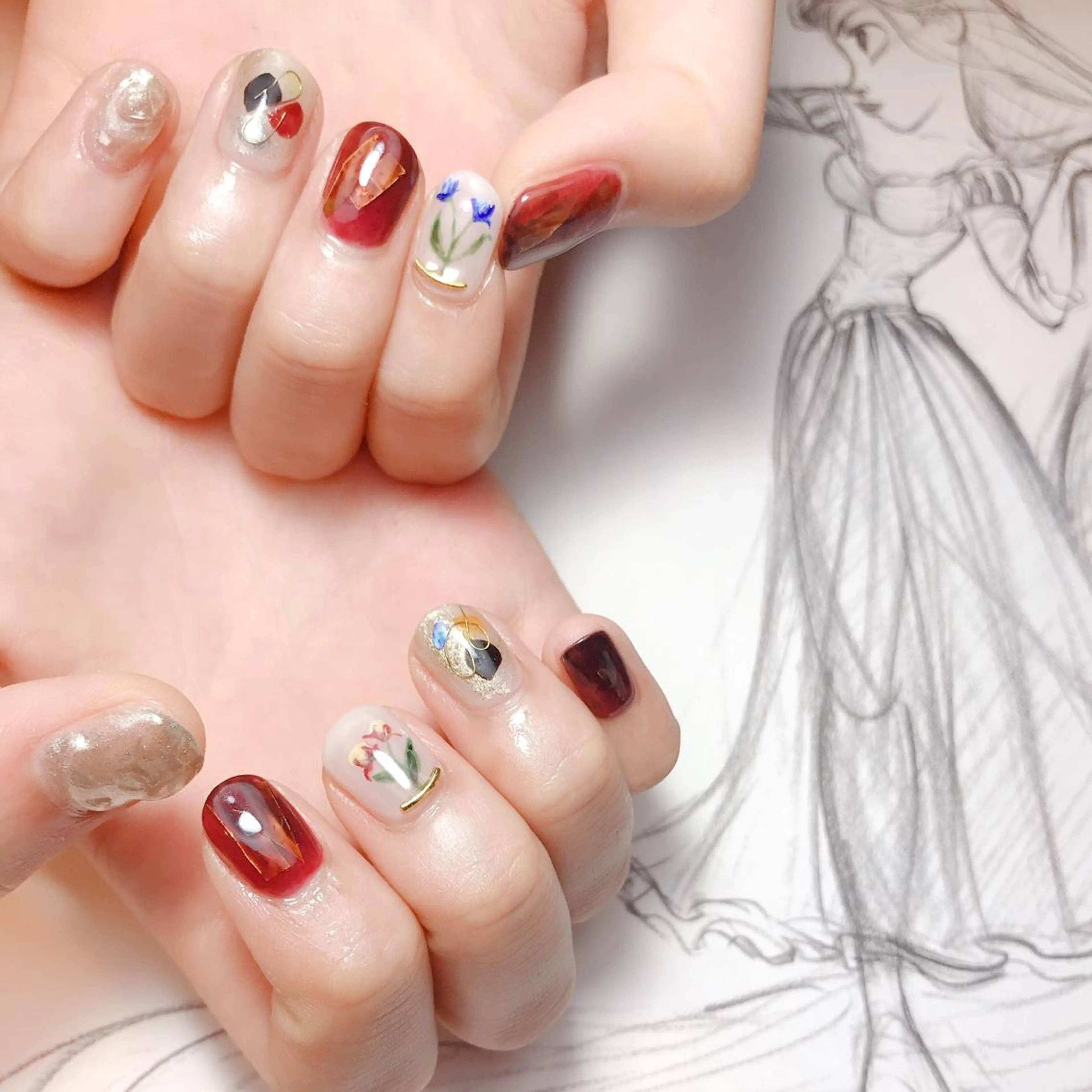 ネイル フラワーネイル ニュアンスネイル owlnail /持込みデザイン専門のネイルデザイン