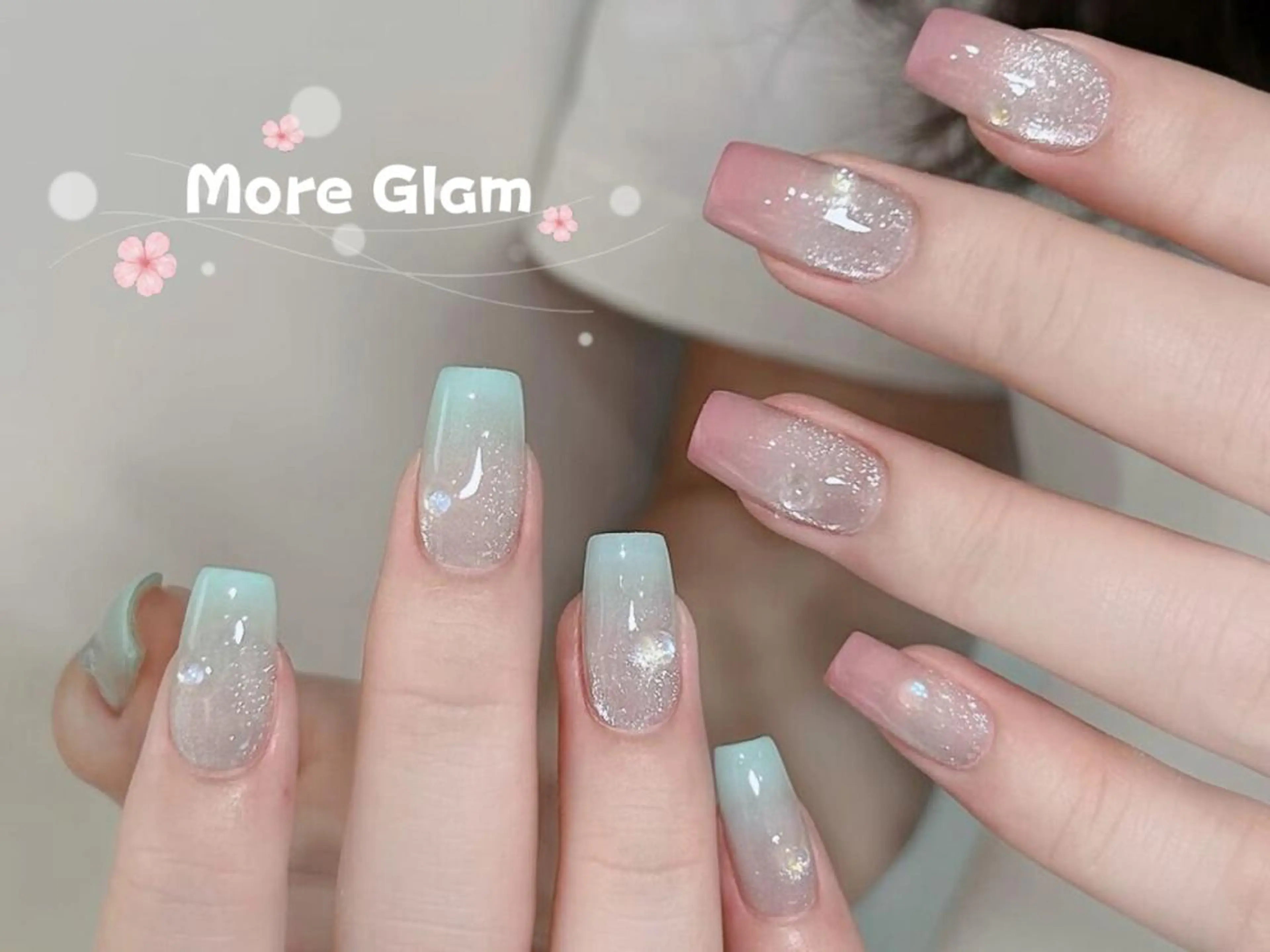 ネイル 長さ出し フットネイル フレンチネイル ジェルネイル ガラスフレンチ MoreGlam ネイルのネイルデザイン