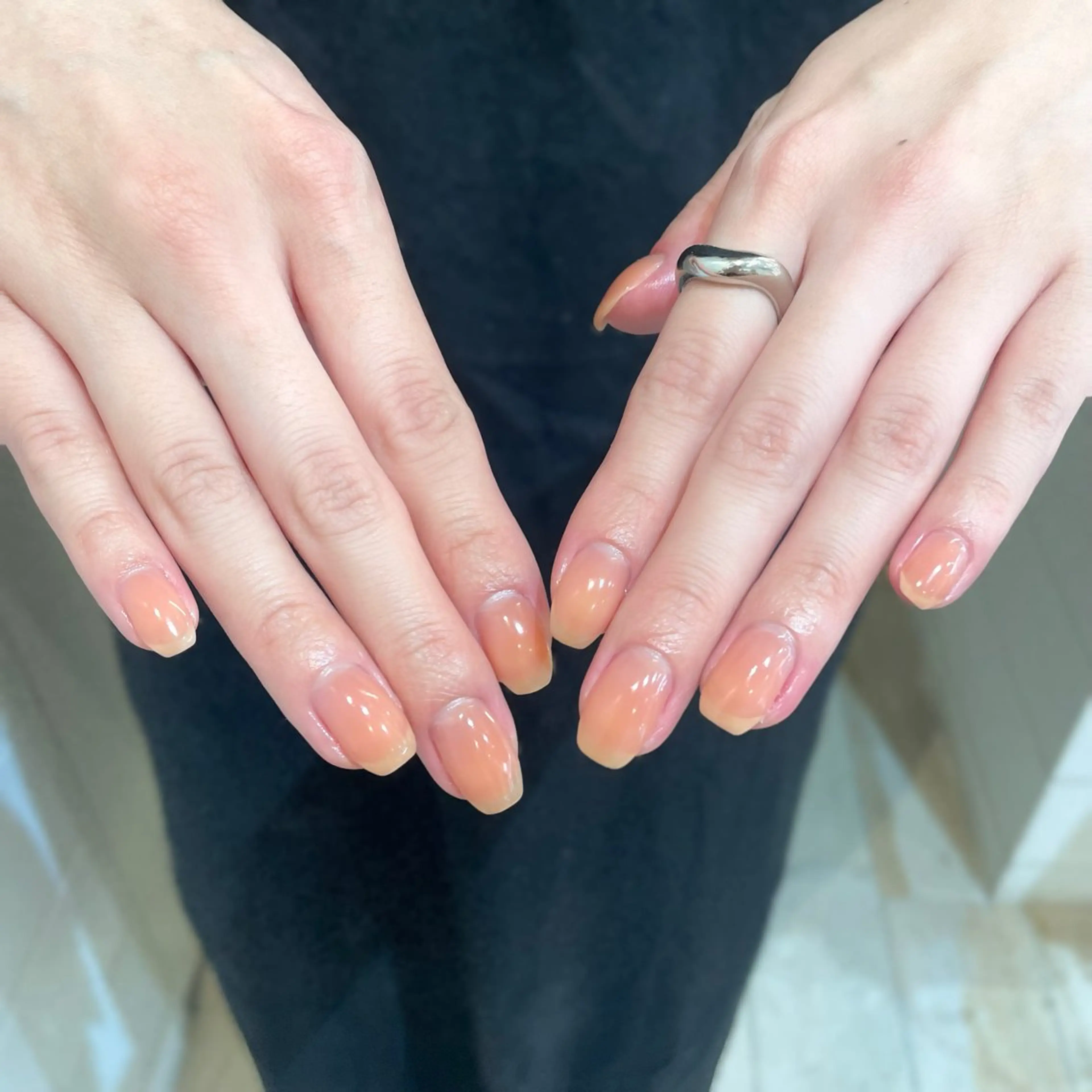 ネイル オレンジ ハンドネイル Tsuki🌙/渋谷 /パラジェルのネイルデザイン