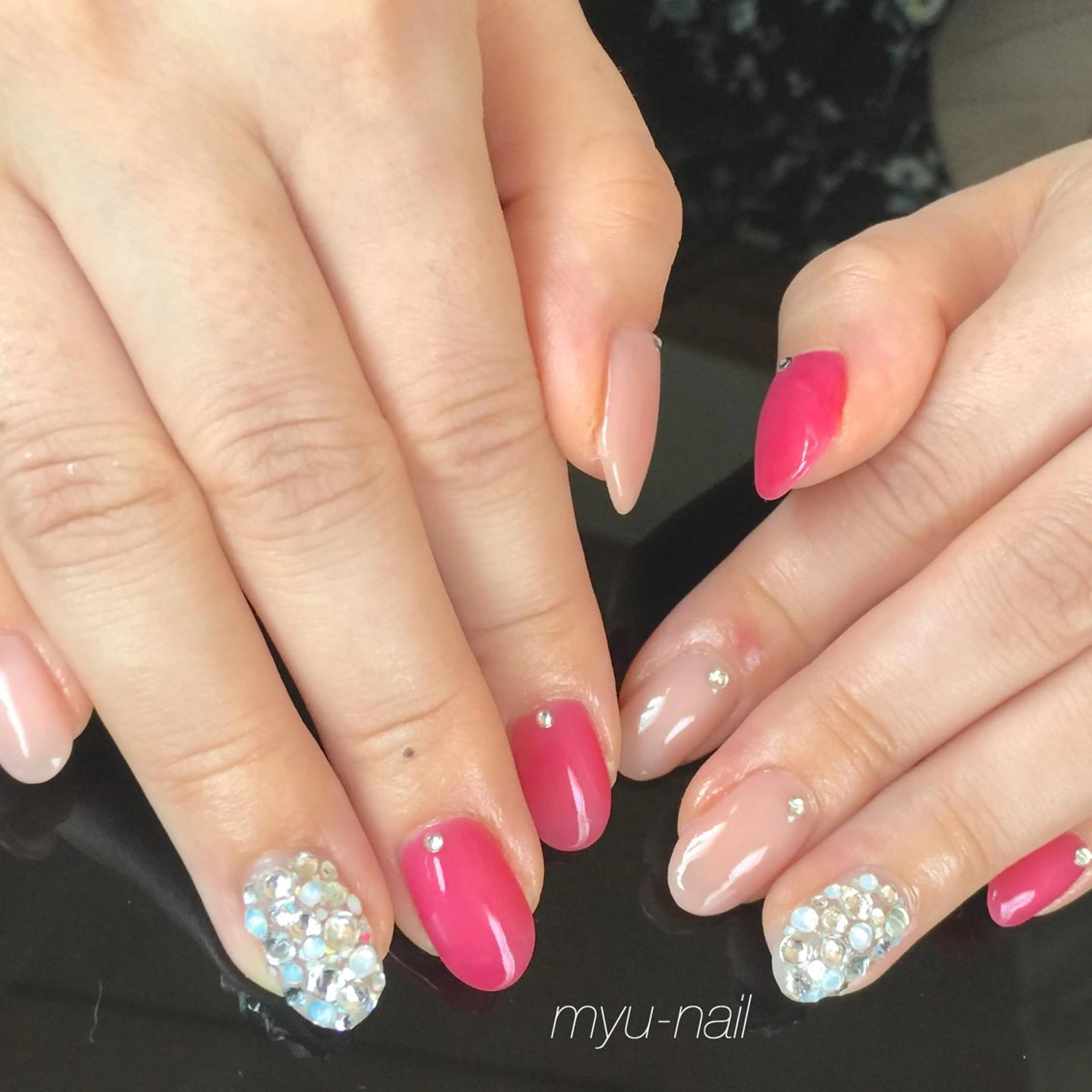 ネイル 持ち込み ピンク シンプルネイル ホームサロン myu-nailのネイルデザイン