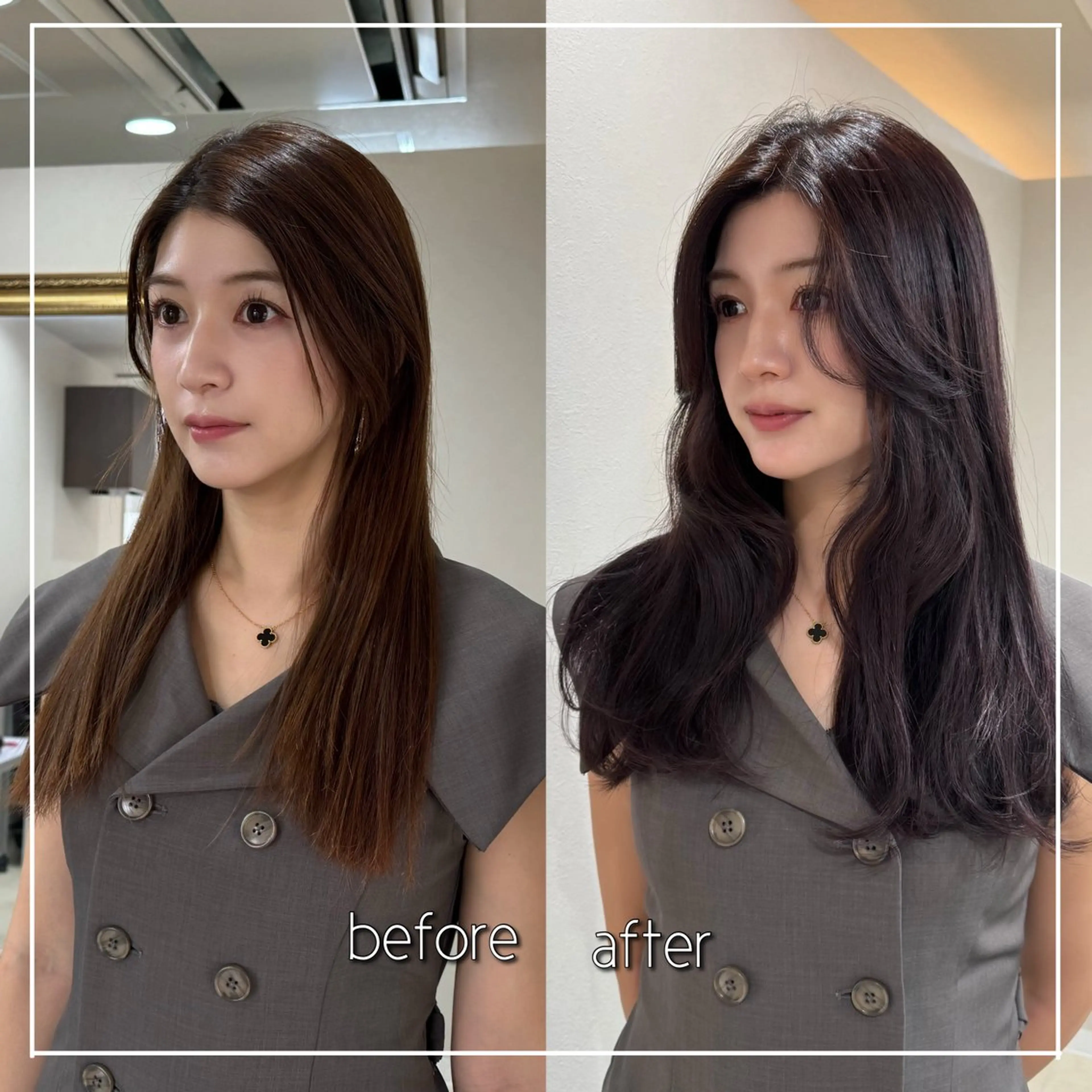 セミロング カラー パーマ ヘアアレンジ かきあげバング レイヤーカット カット ヘアカラー トリートメント ヘアセット 小野寺瑞希 /最小顔カットのヘアスタイル
