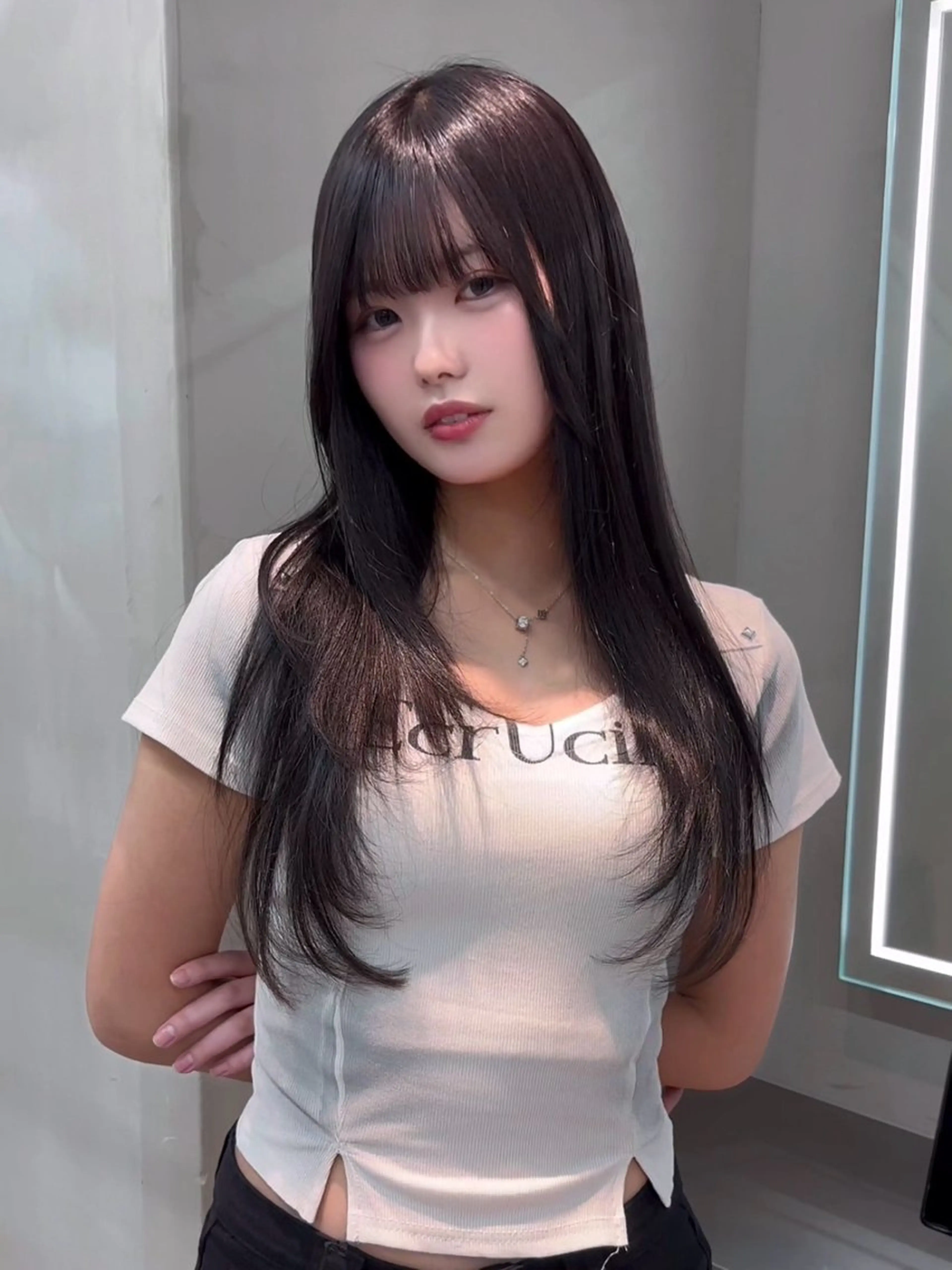 ロング カラー 髪質改善 レイヤーカット 縮毛矯正 【博多髪質改善】 吉村　清志のヘアスタイル