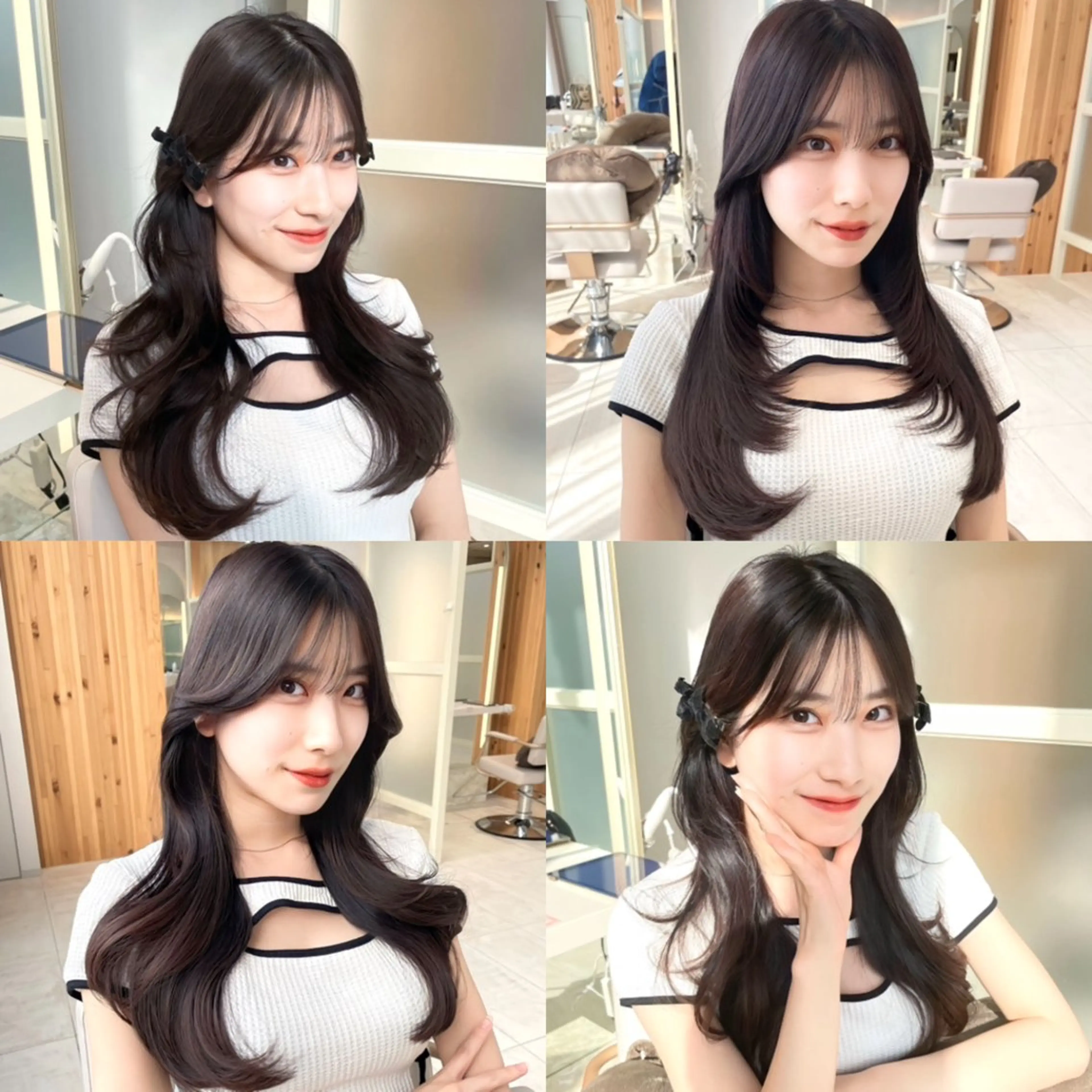 ロング カラー ダークグレー ダークグレージュ グレージュ くびれヘア 顔周りカット 🇰🇷韓国風くびれ ヘア🇰🇷中村優大のヘアスタイル