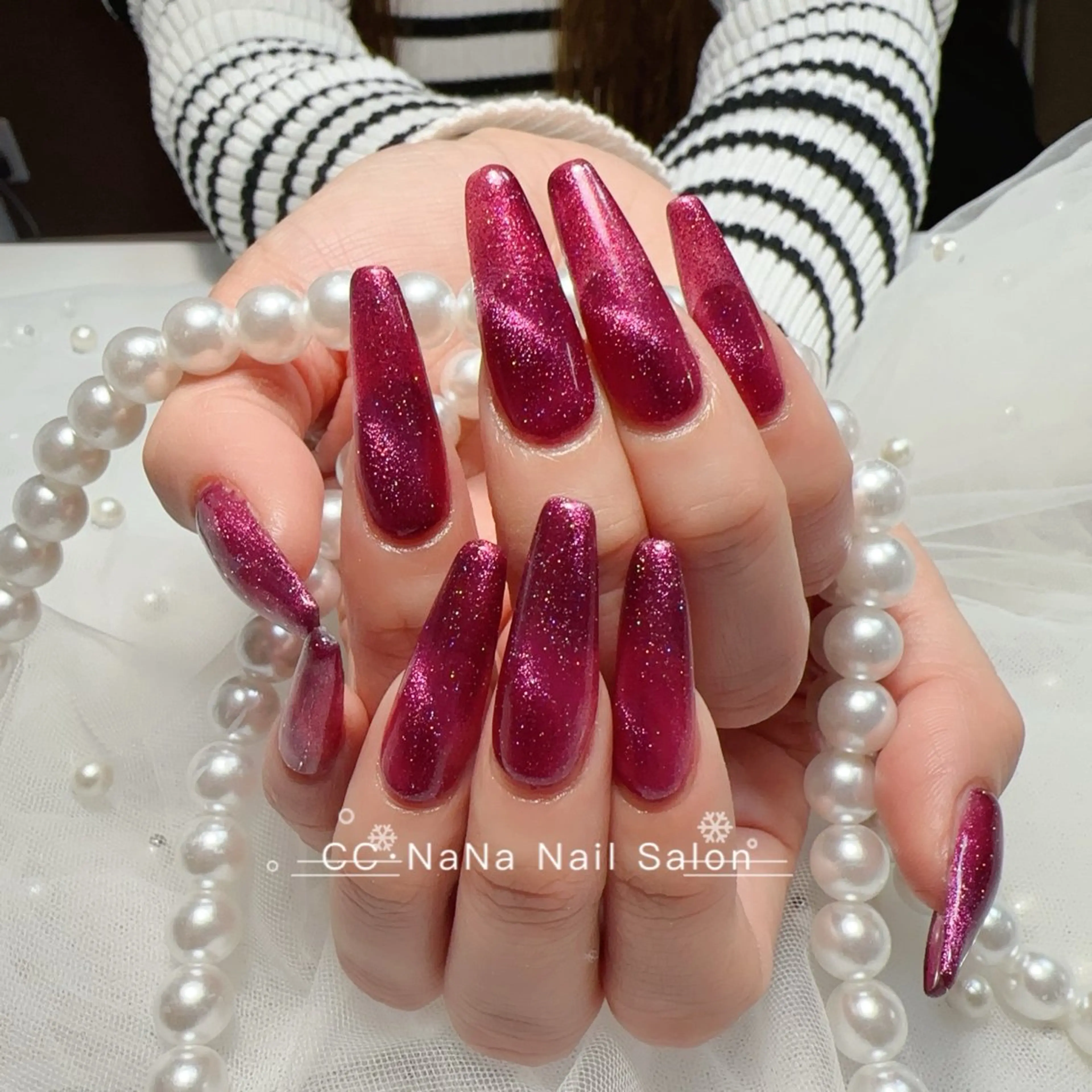 ネイル チークネイル フラッシュネイル ハート キラキラネイル 韓国ネイル ハンドネイル 💎CC・NaNa 韓国風ネイル🌙Cのネイルデザイン