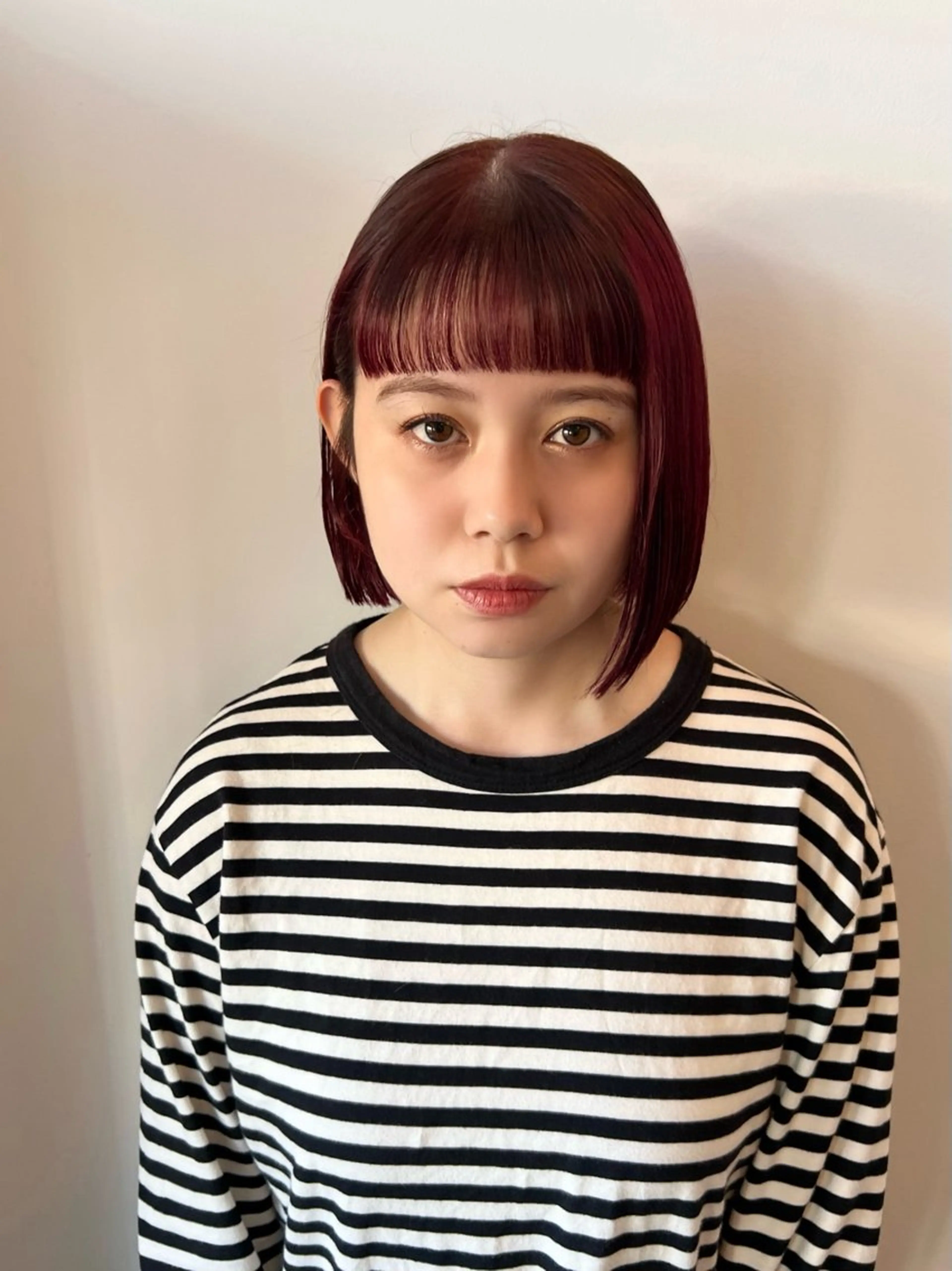 ショート カラー ボブ オン眉 WATANABE MISAKIのヘアスタイル