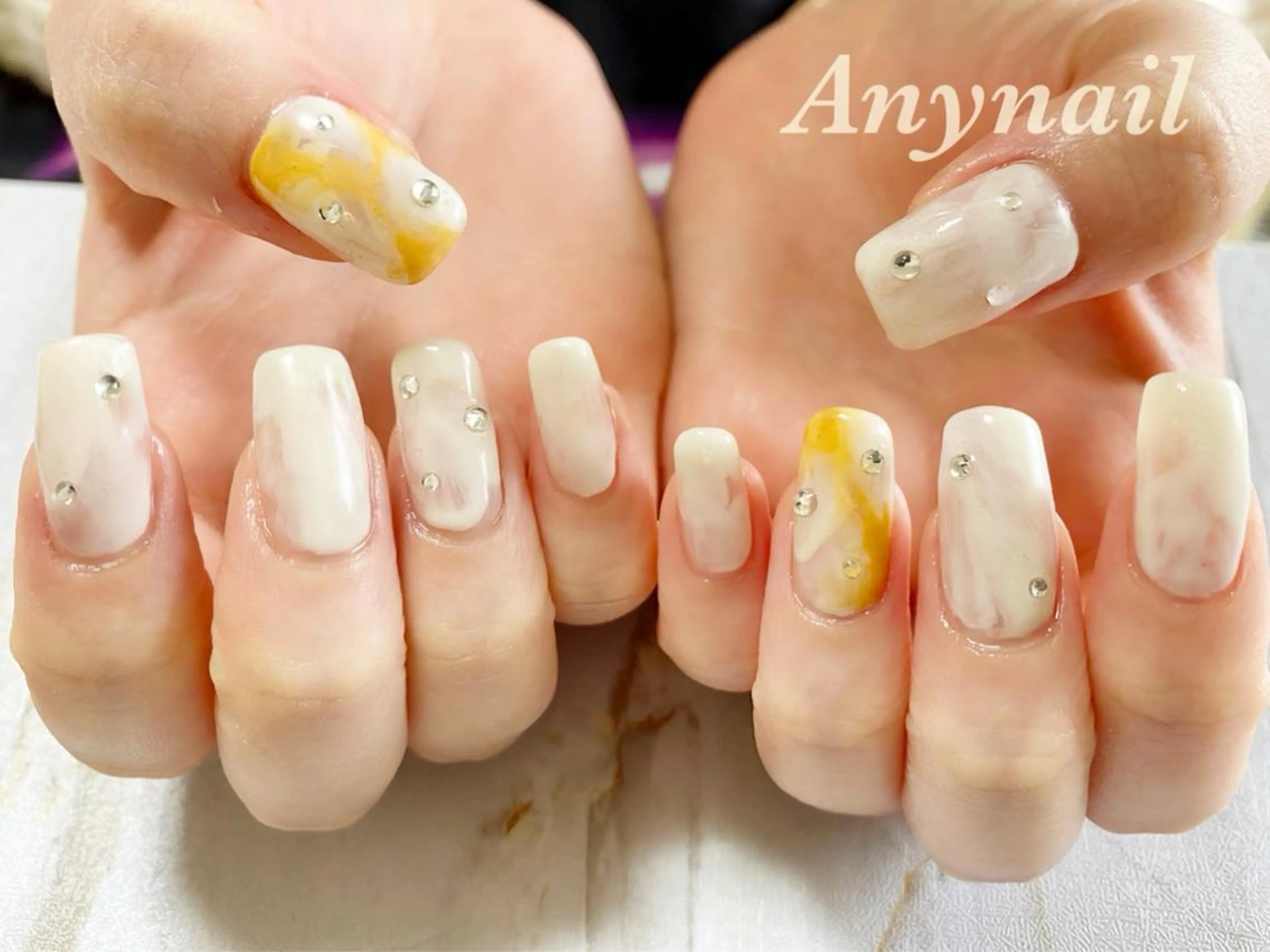 ネイル アートネイル ブルー 大理石ネイル(マーブル) ストーンネイル ハンドネイル 岩澤 恵子のネイルデザイン