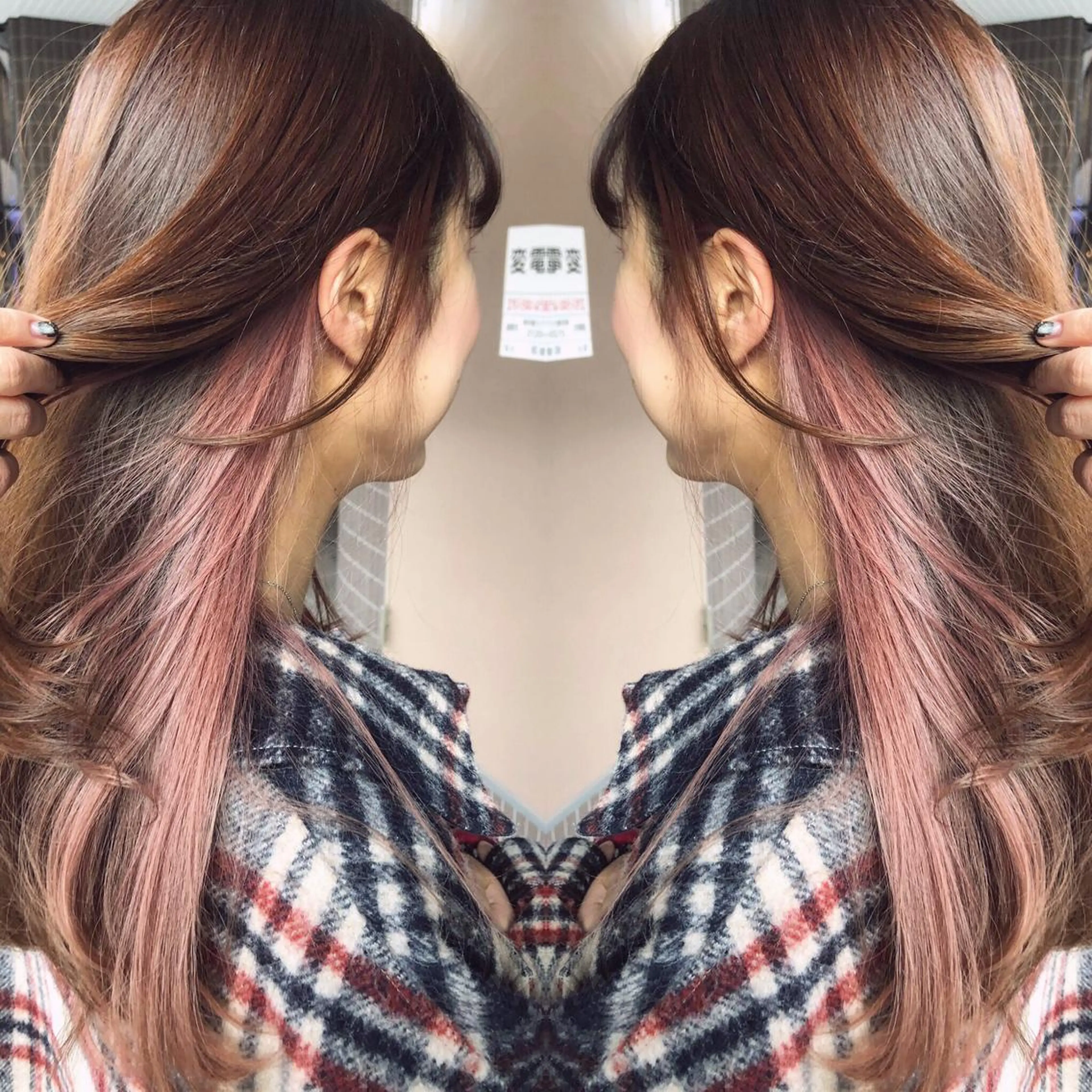 カラー ブリーチ ピンクカラー 後藤 陽花子のヘアスタイル