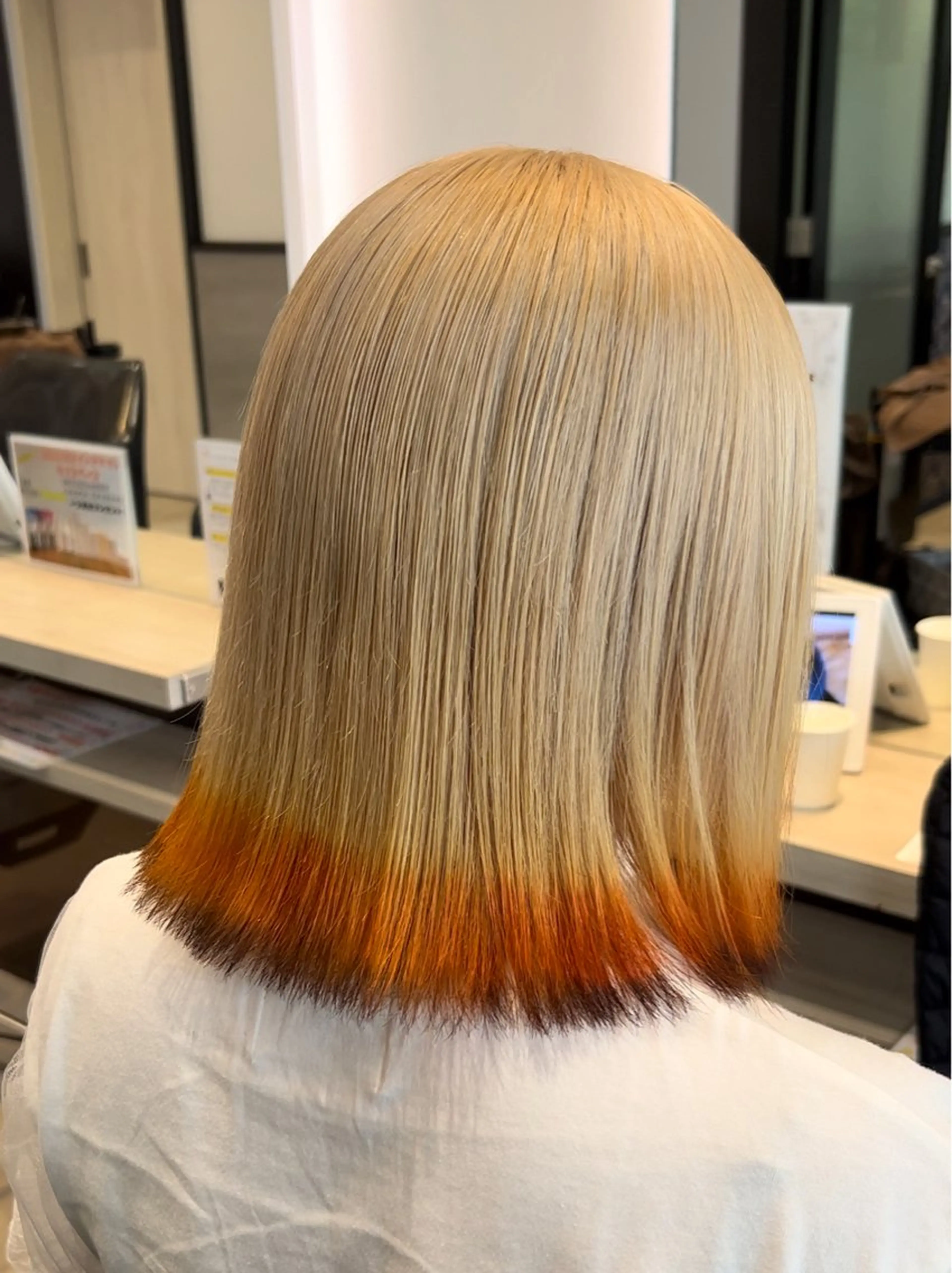 カラー ベージュカラー ブラウンカラー デザインカラー 狐カラー オレンジ ヘアカラー 立川/ハイトーン/ 髪質改善/田中柚のヘアスタイル