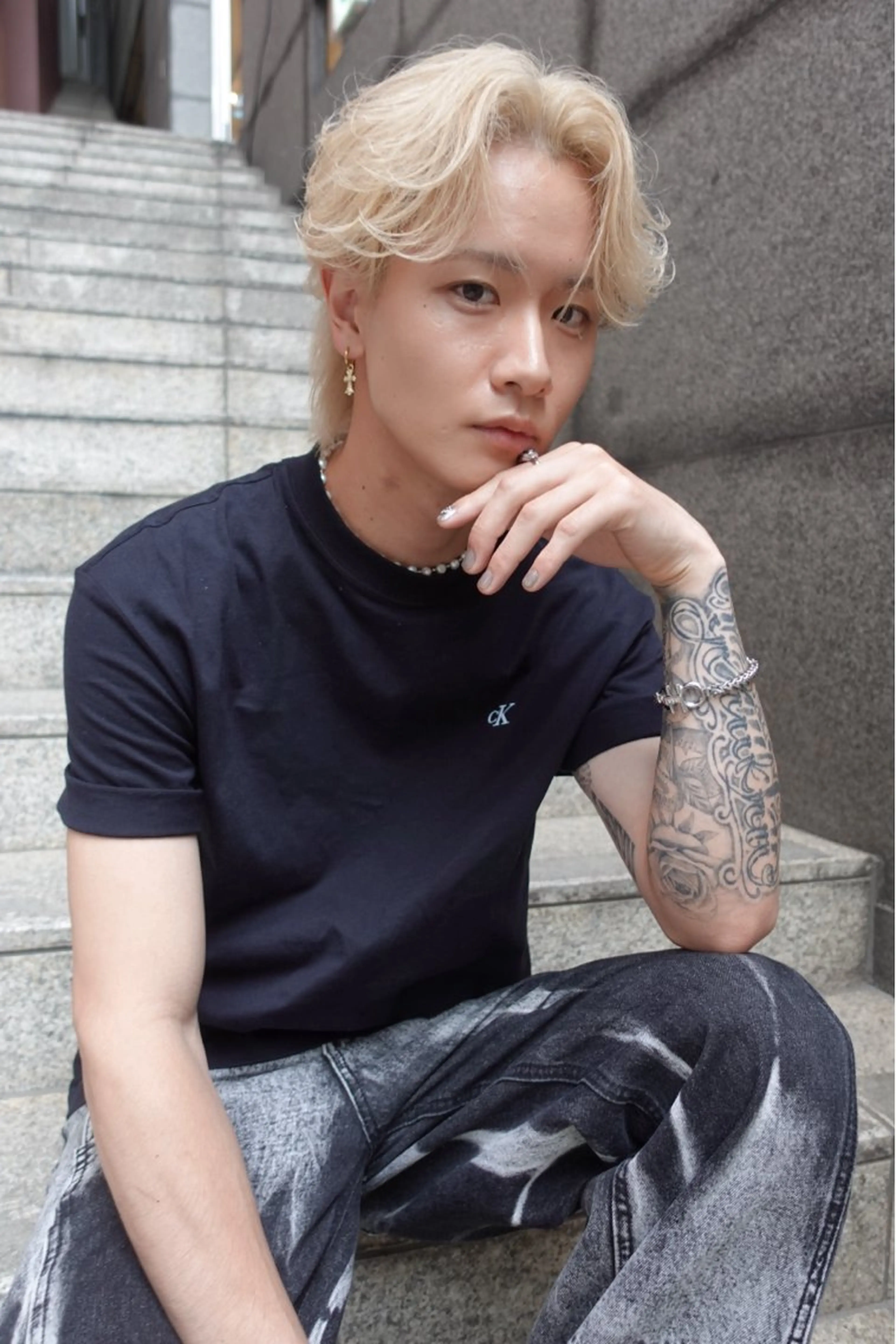 カラー メンズ 岩佐 柚太のヘアスタイル