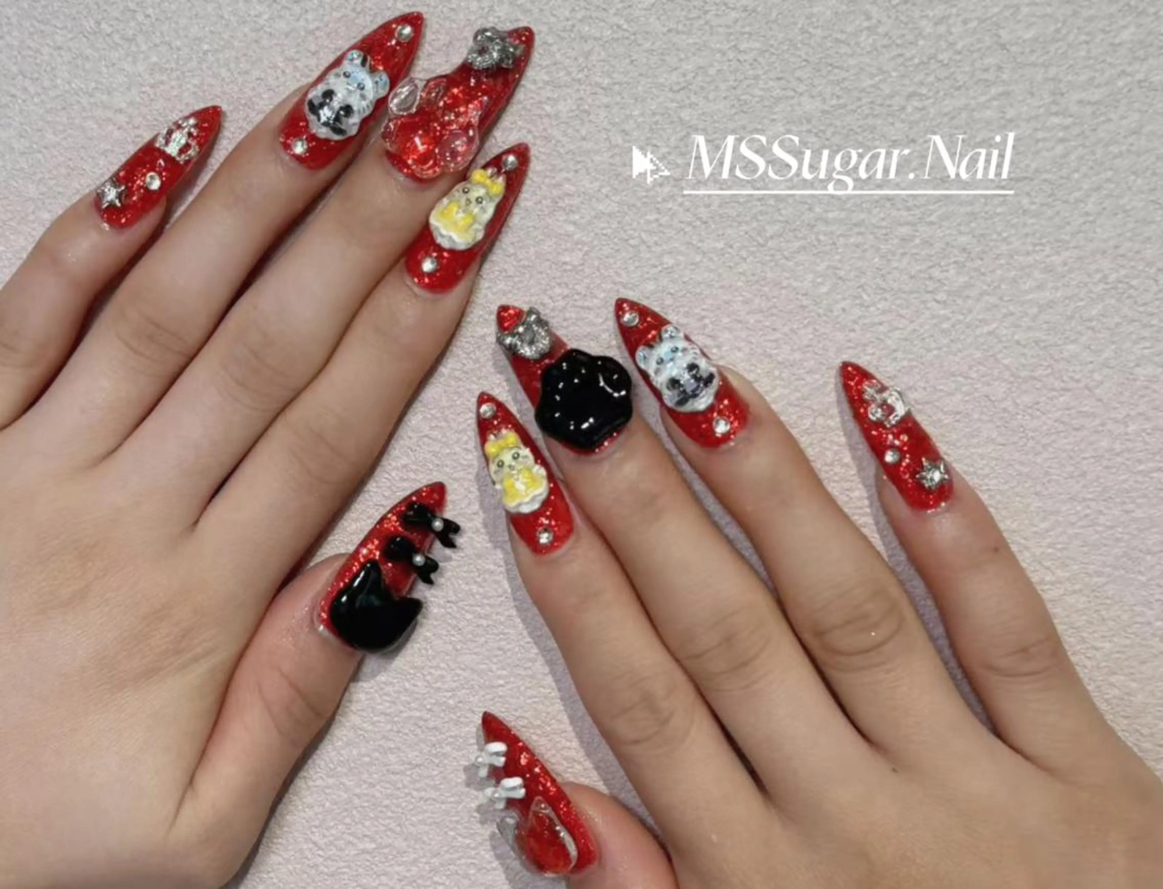 ネイル ハロウィン ロングネイル マグネットネイル スカルプネイル ネイルチップ MSSugar Nailのネイルデザイン