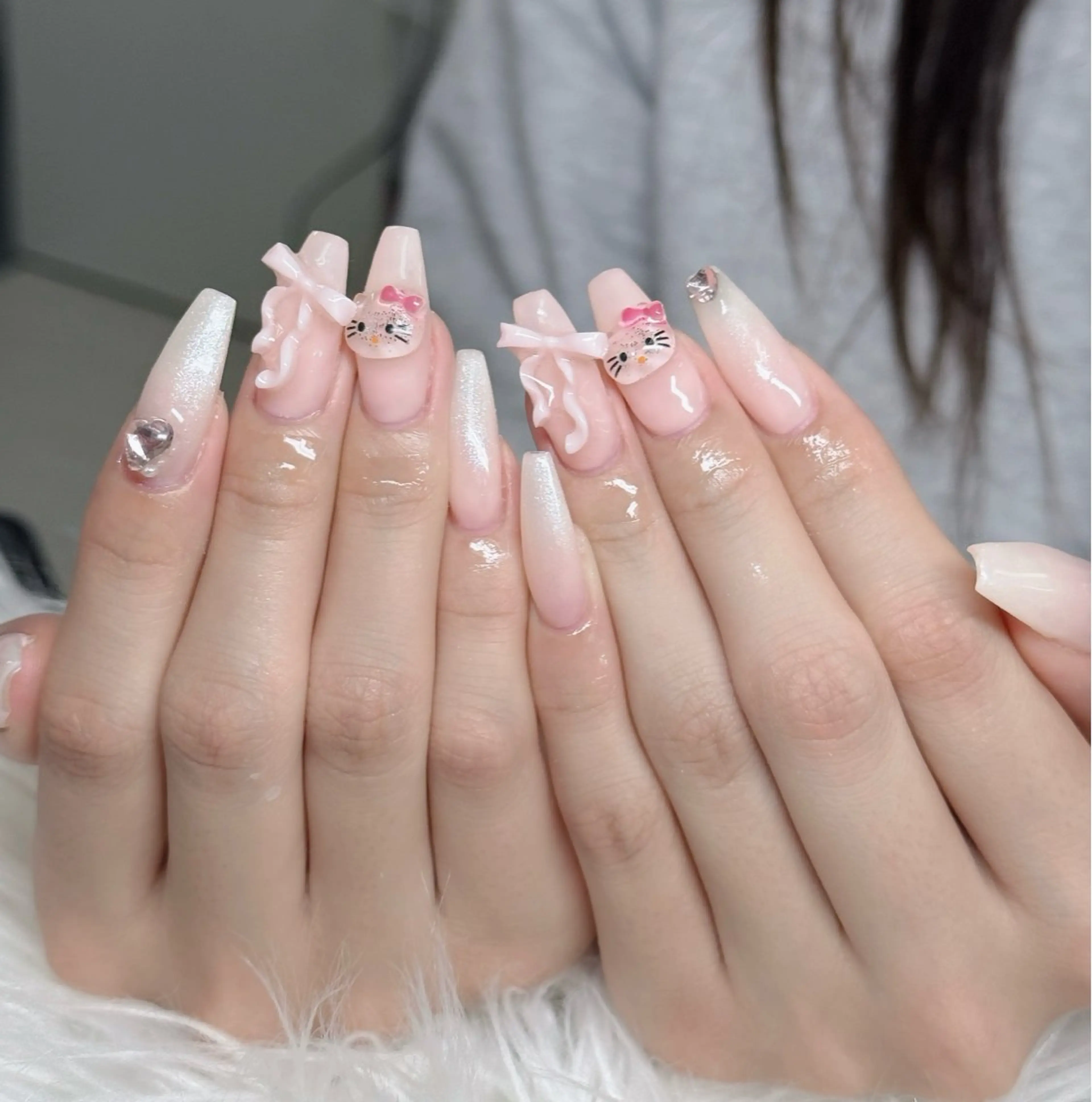 ネイル フットネイル フレンチネイル グラデーション 韓国ネイル ロングネイル Hani Nail Salonのネイルデザイン