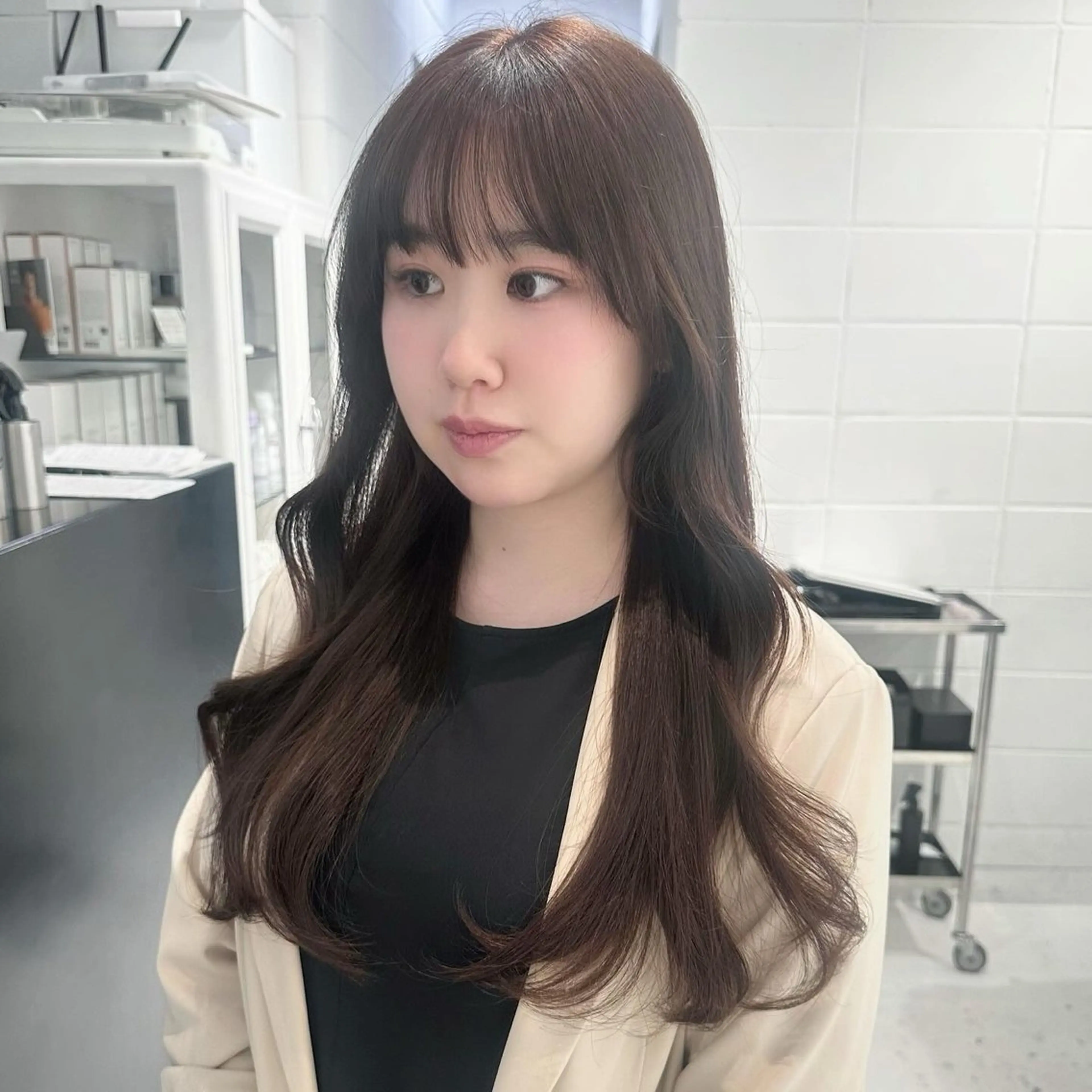 ロング カラー カット ヘアカラー トリートメント ヘアセット 🎀ミカ/レイヤー/ 韓国ヘア/原宿🎀のヘアスタイル