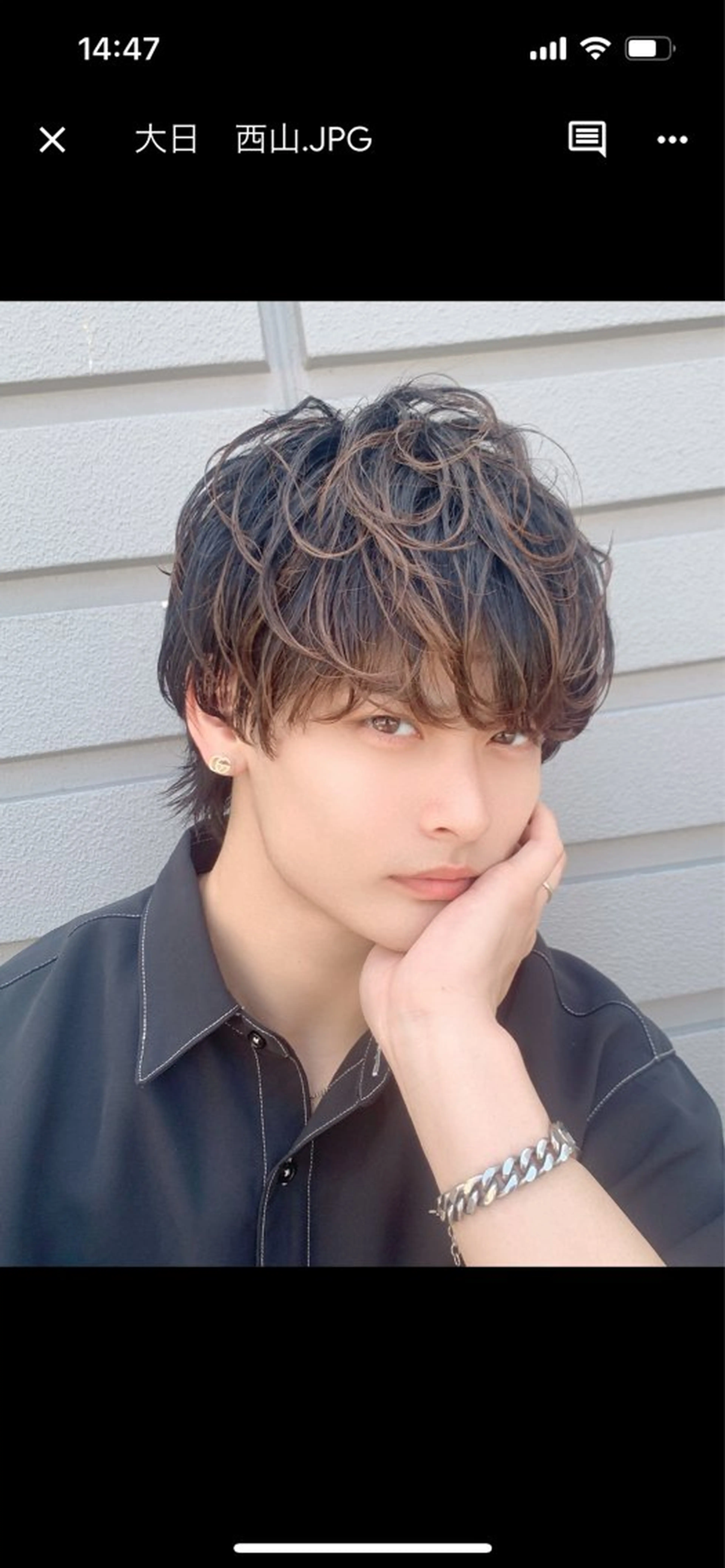 ショート パーマ メンズ 片瀬 結のヘアスタイル