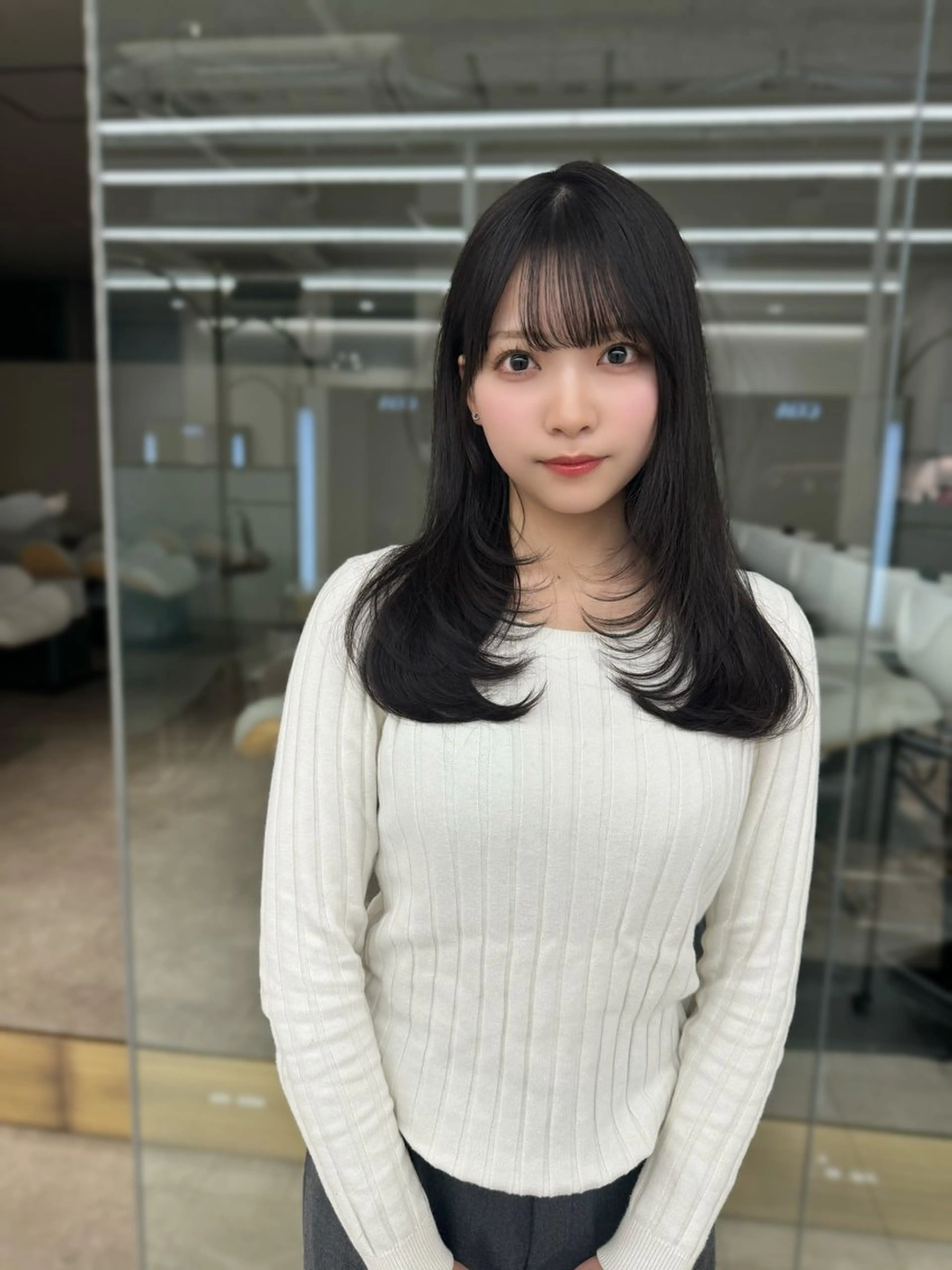 セミロング カラー カット ヘアカラー トリートメント COA GINZA 空也/前髪/顔まわりのヘアスタイル