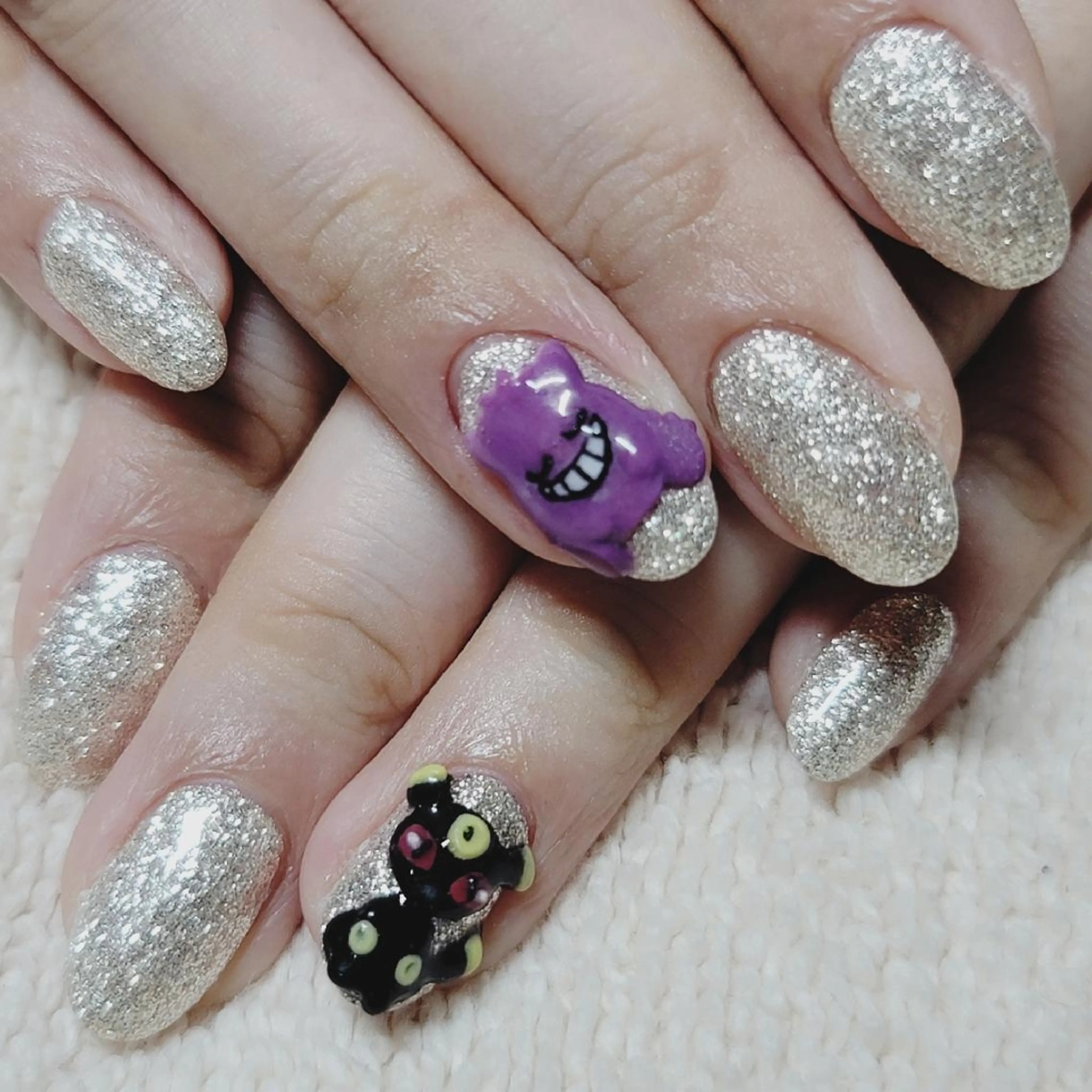 ネイル ラメ(グリッター) ワンカラーネイル シルバー ハンドネイル よしだ ひろきのネイルデザイン