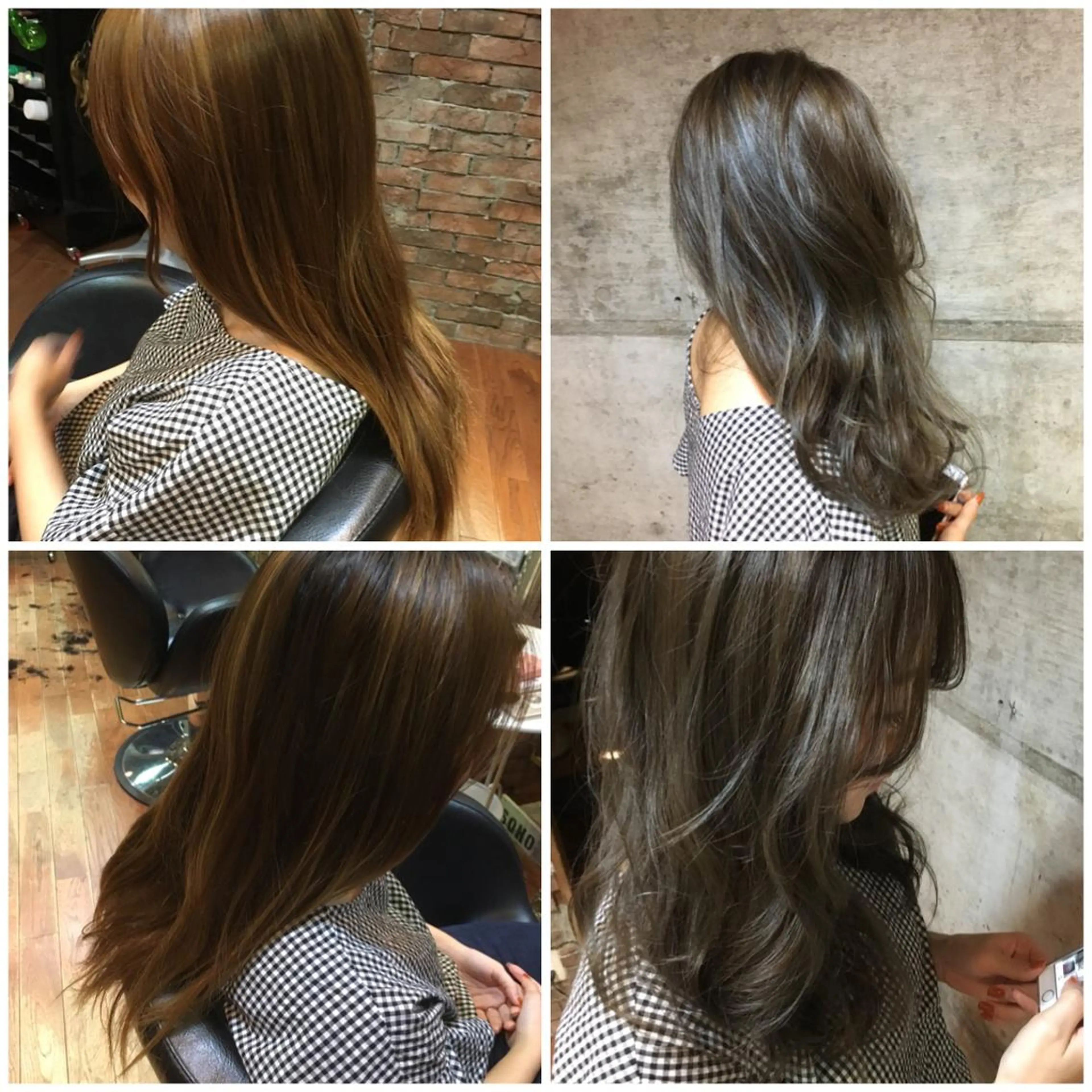 ミディアム アッシュ ハイライト クラッチムク博多小川 旭のヘアスタイル